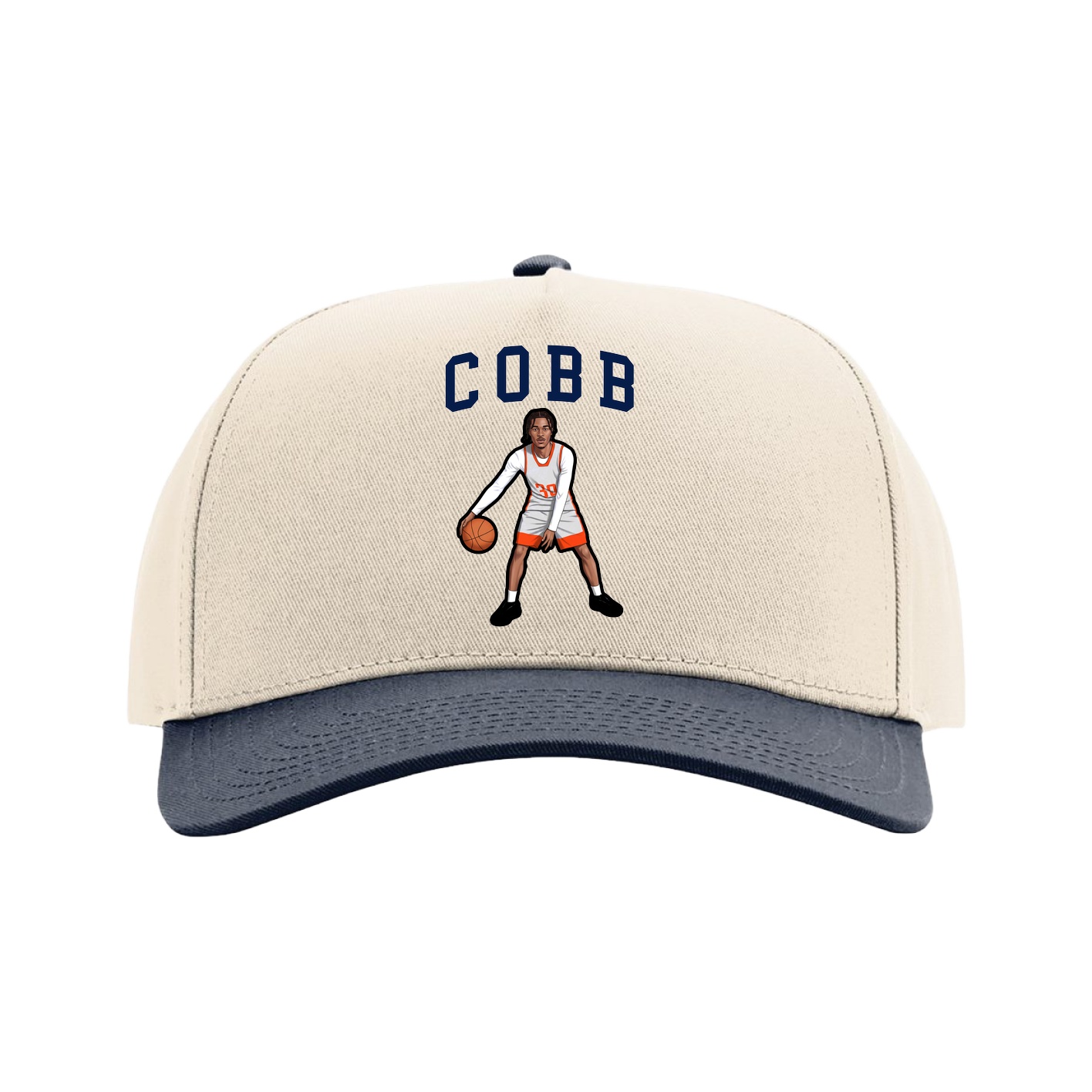 Full Fabric Five-Panel Champ Cap — Shirsey in Cream/Navy