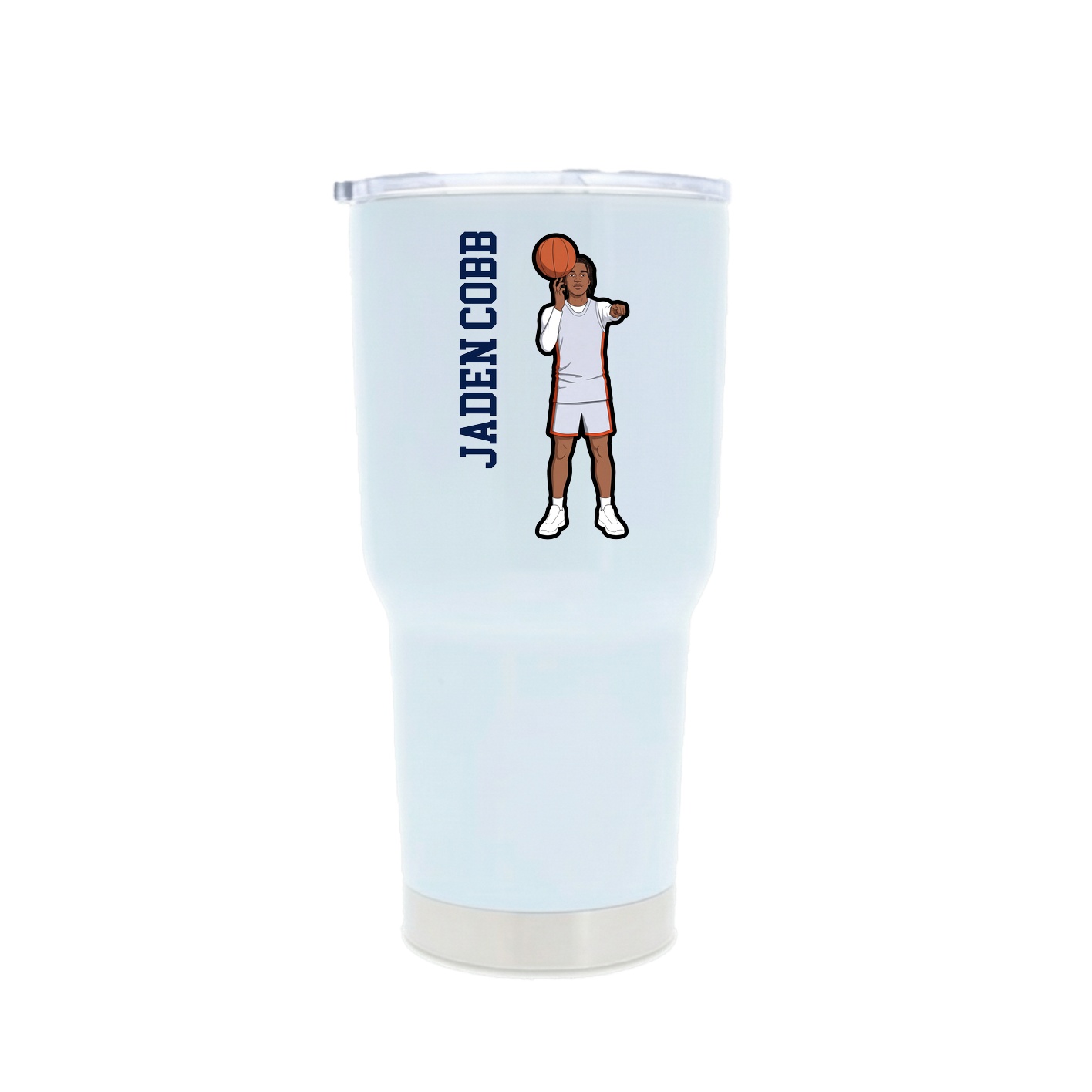 30oz Stainless Steel Tumbler — Name Vertical in White
