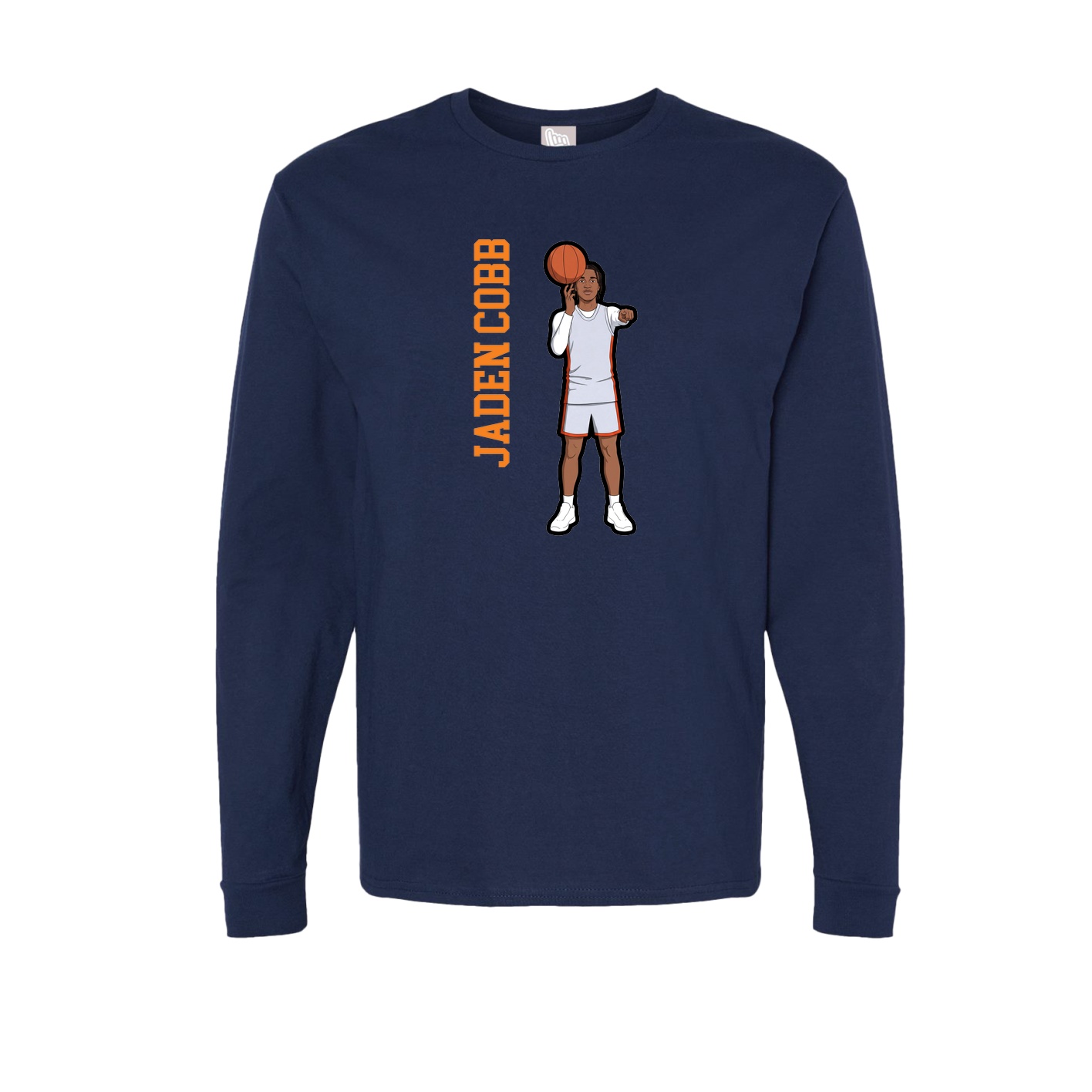 Long Sleeve Tee — Name Vertical in Navy
