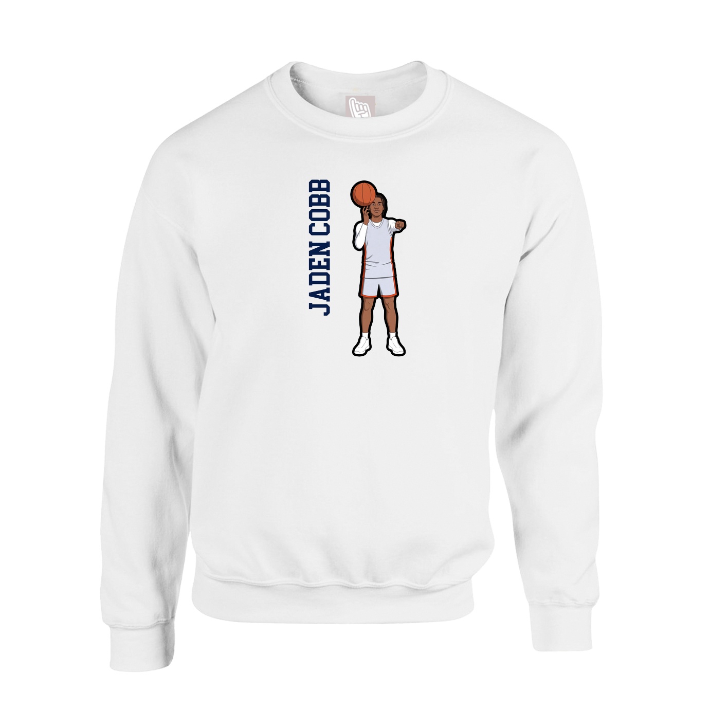 Fleece Crew — Name Vertical in White