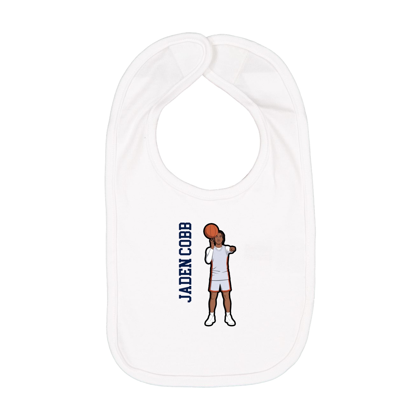 Infant Bib — Name Vertical in White