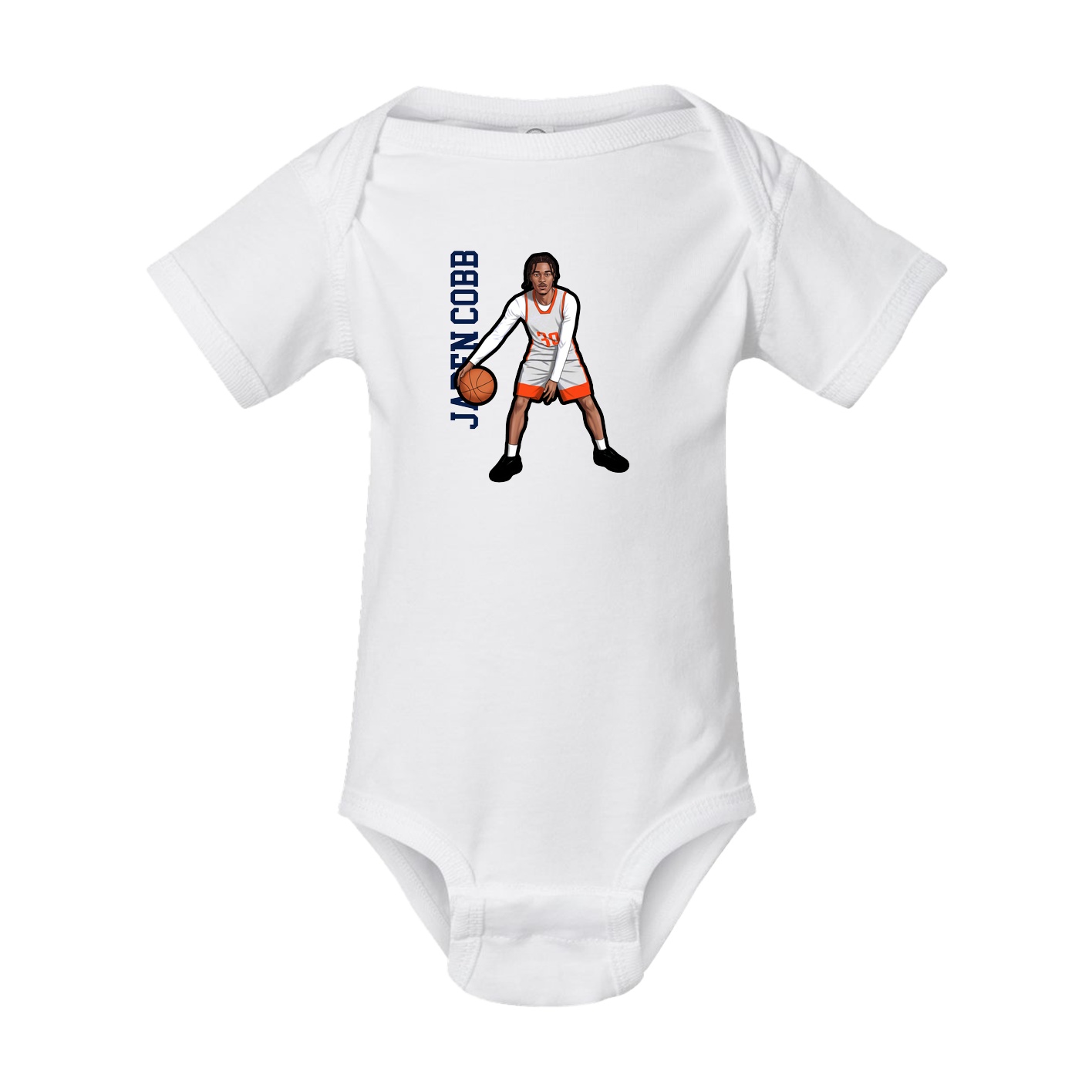 Baby Onesie — Name Vertical in White