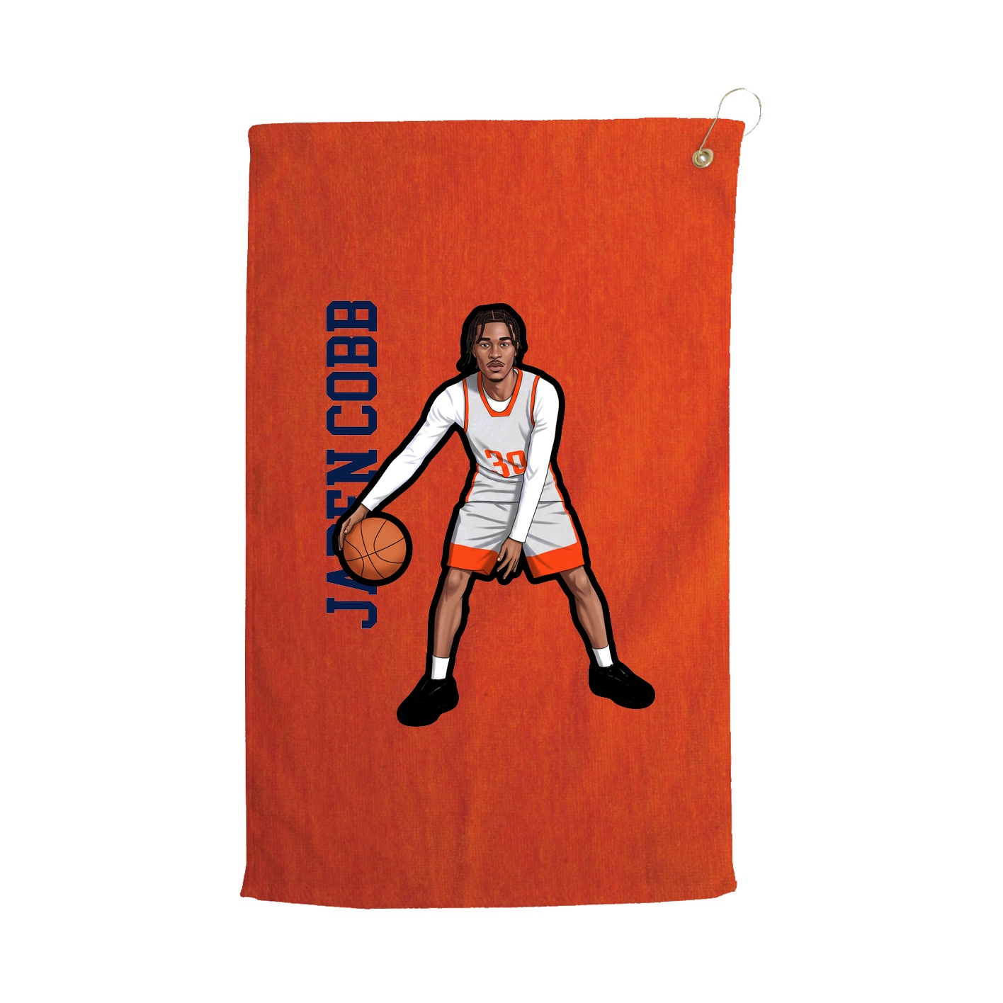 Golf Towel — Name Vertical in Orange