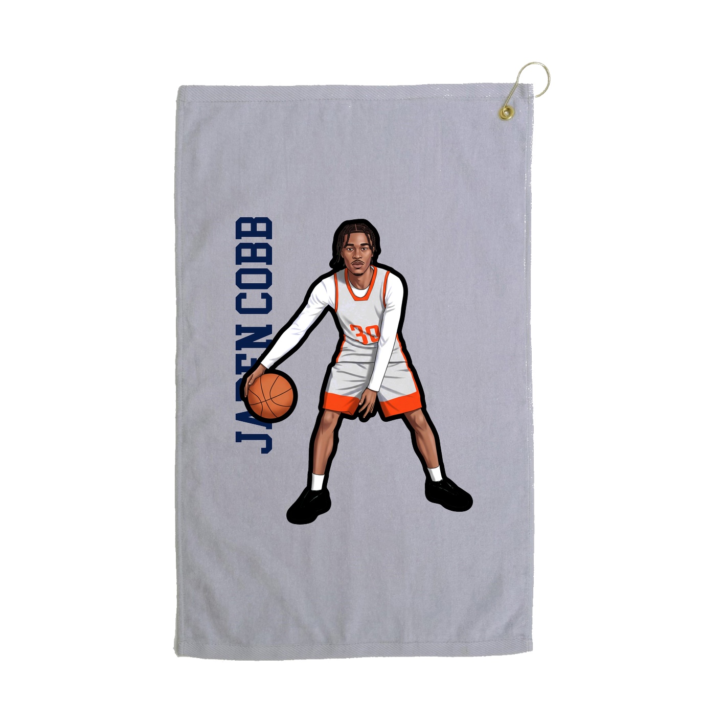 Golf Towel — Name Vertical in Grey