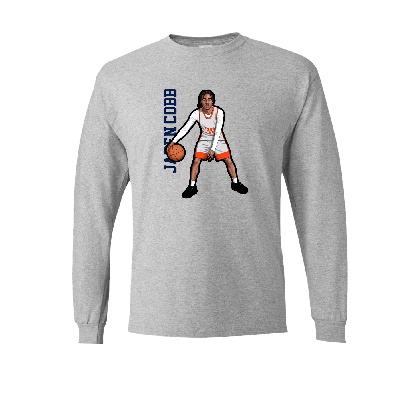 Long Sleeve Tee — Name Vertical in Grey