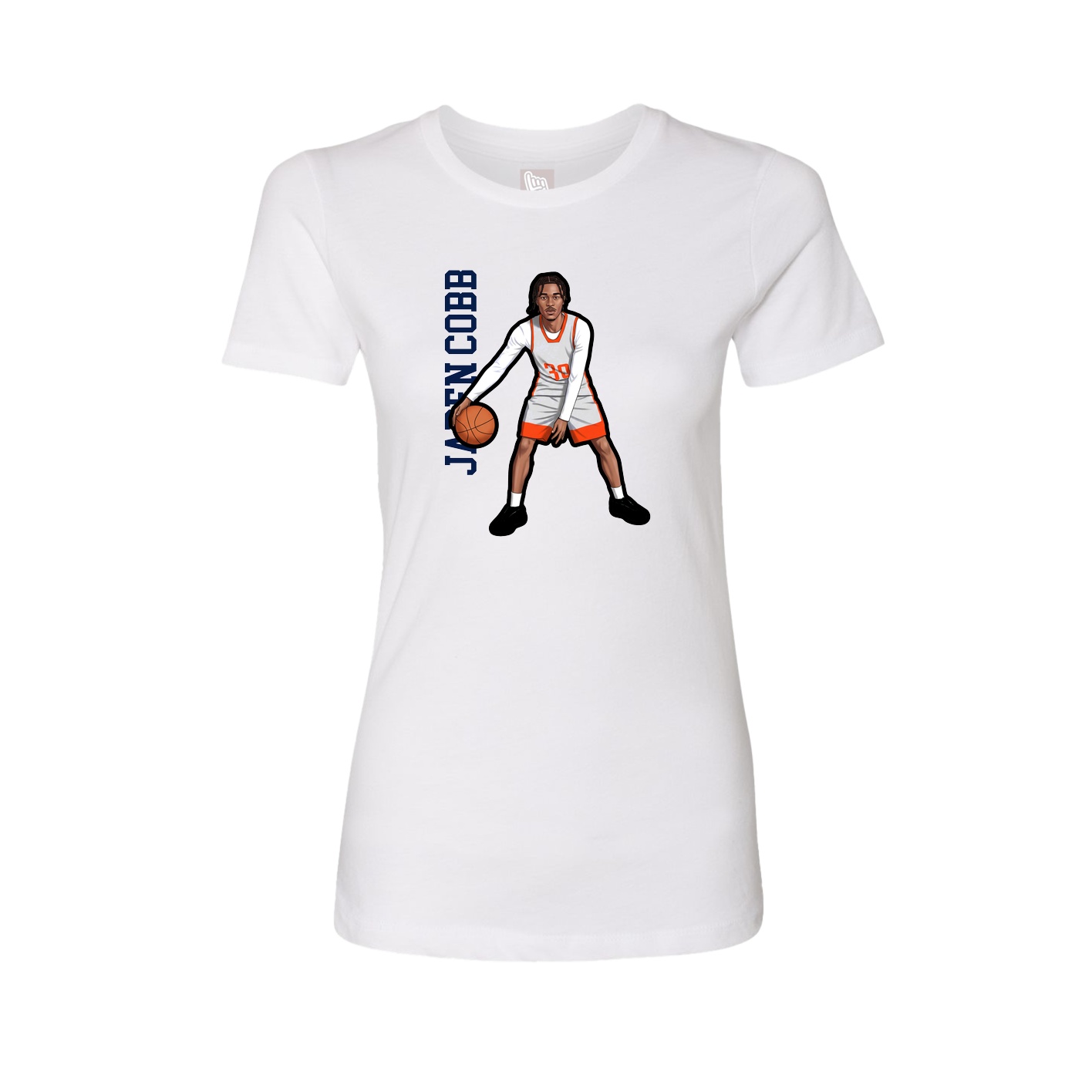 Womens Tee — Name Vertical in White