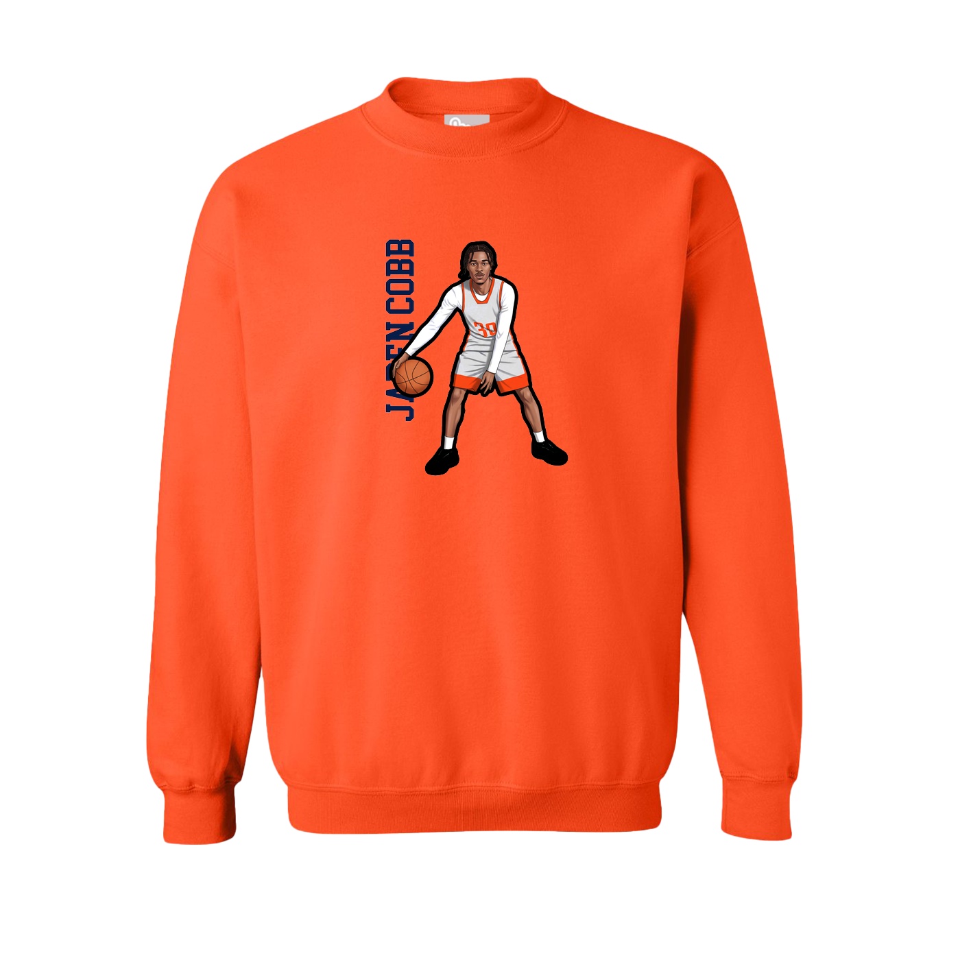 Fleece Crew — Name Vertical in Orange