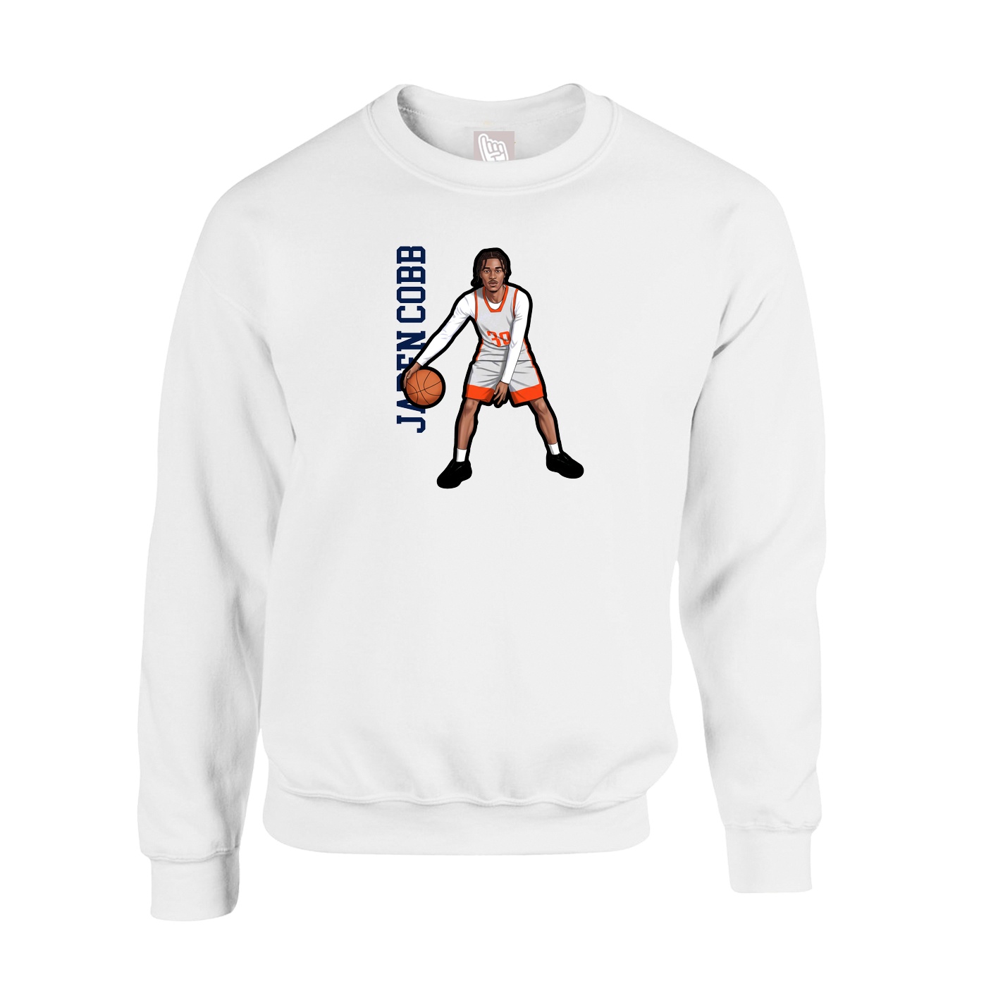 Fleece Crew — Name Vertical in White