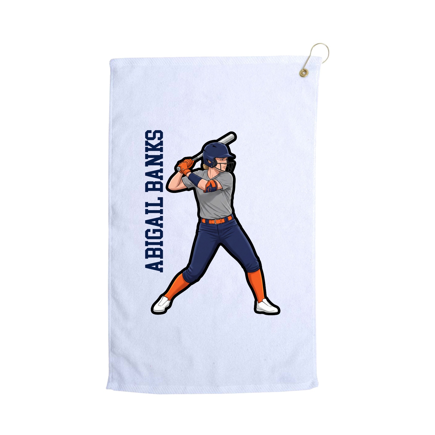 Golf Towel — Name Vertical in White