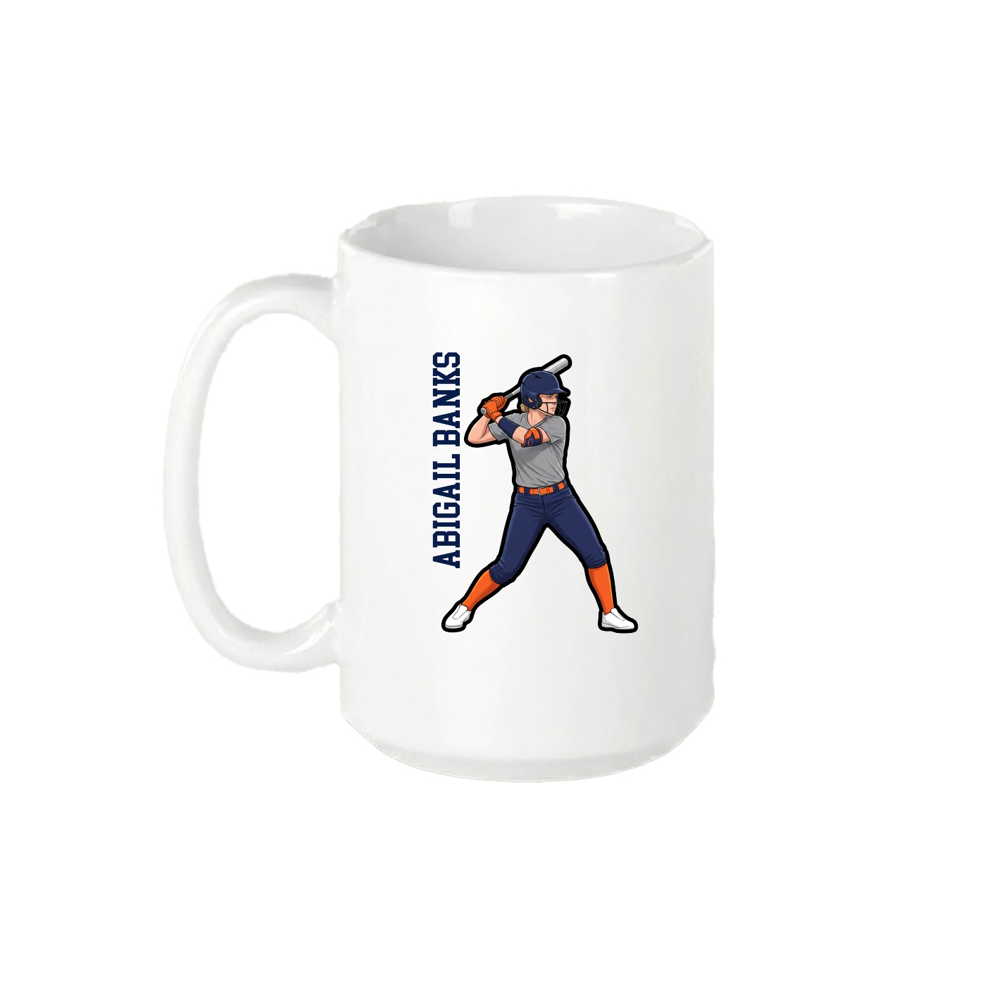 15oz Coffee Mug — Name Vertical in White