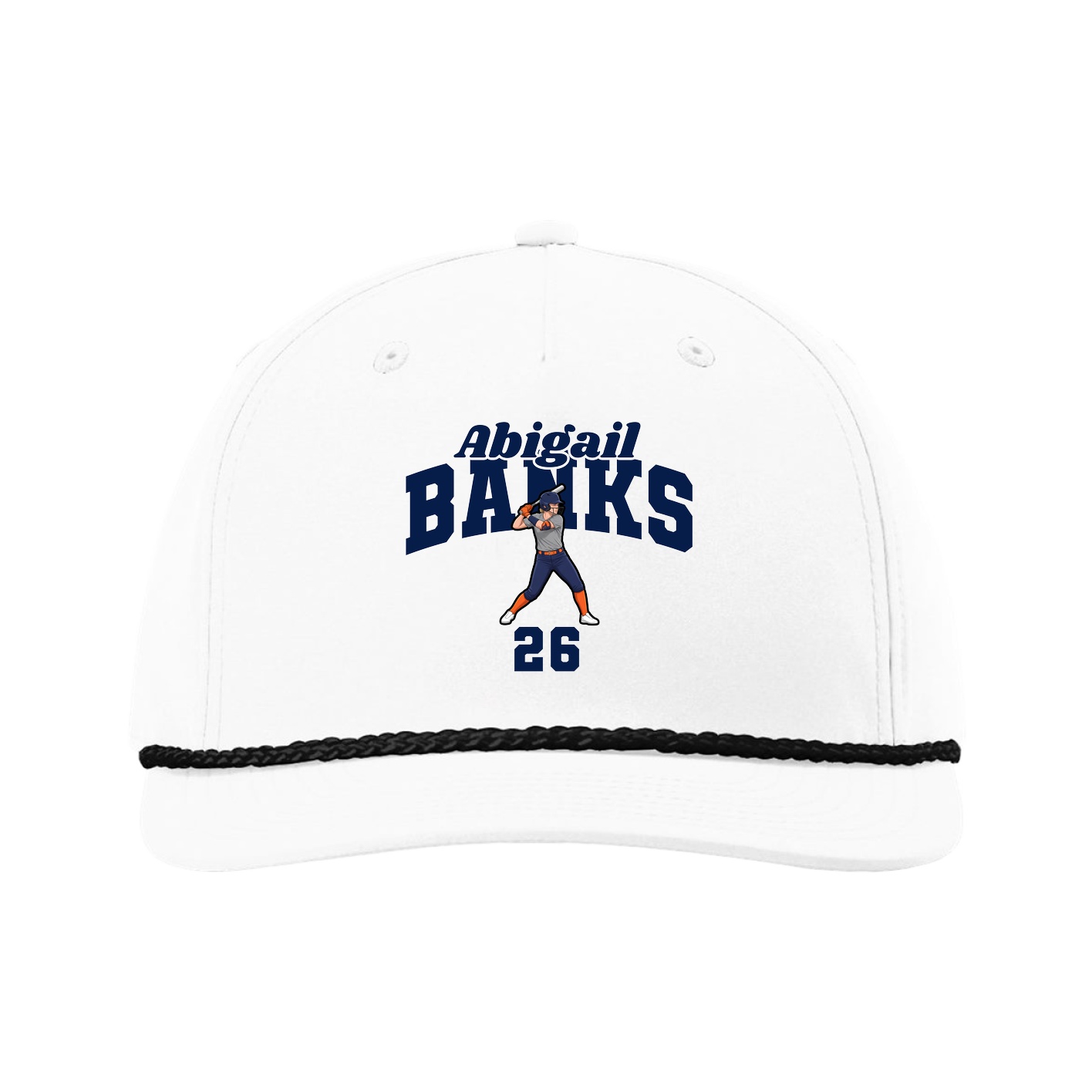 Five-Panel Classic Rope Cap — Signature Arch in White