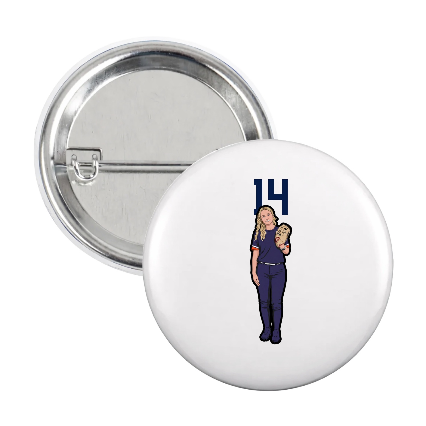Game Day Button — Number Top in White