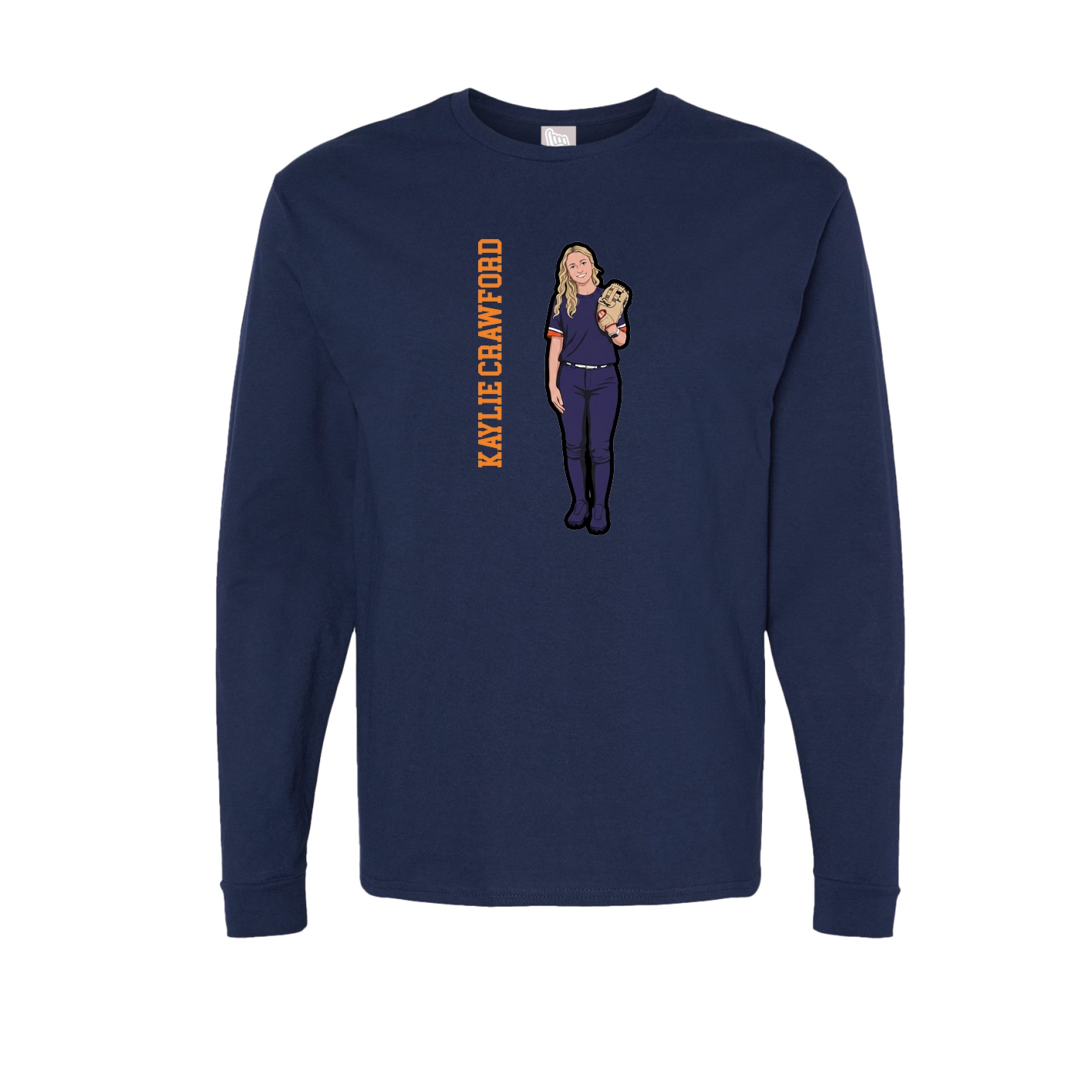 Long Sleeve Tee — Name Vertical in Navy