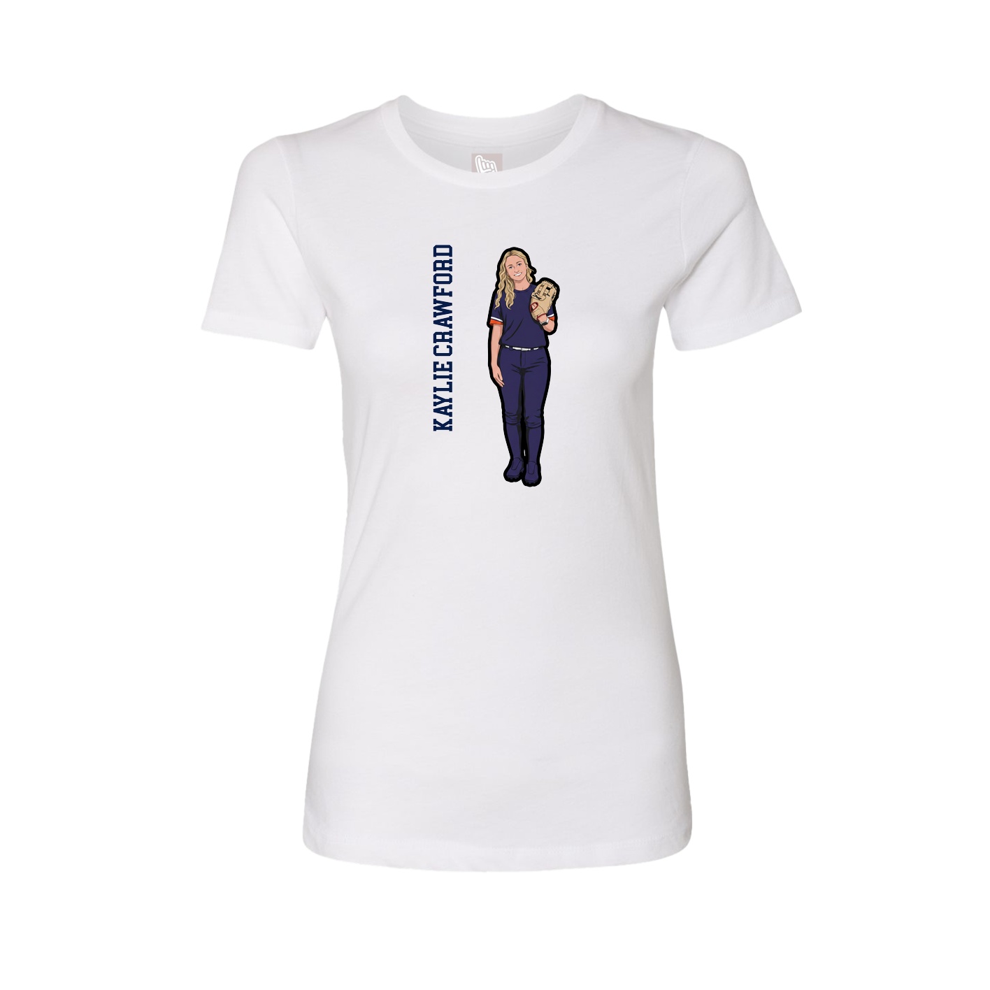 Fitted Women's Tee — Name Vertical in White