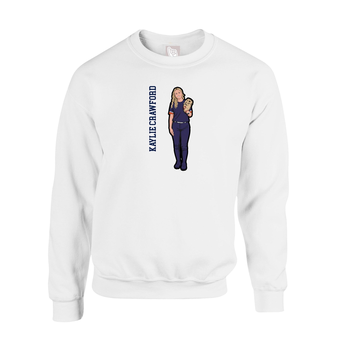 Fleece Crew — Name Vertical in White