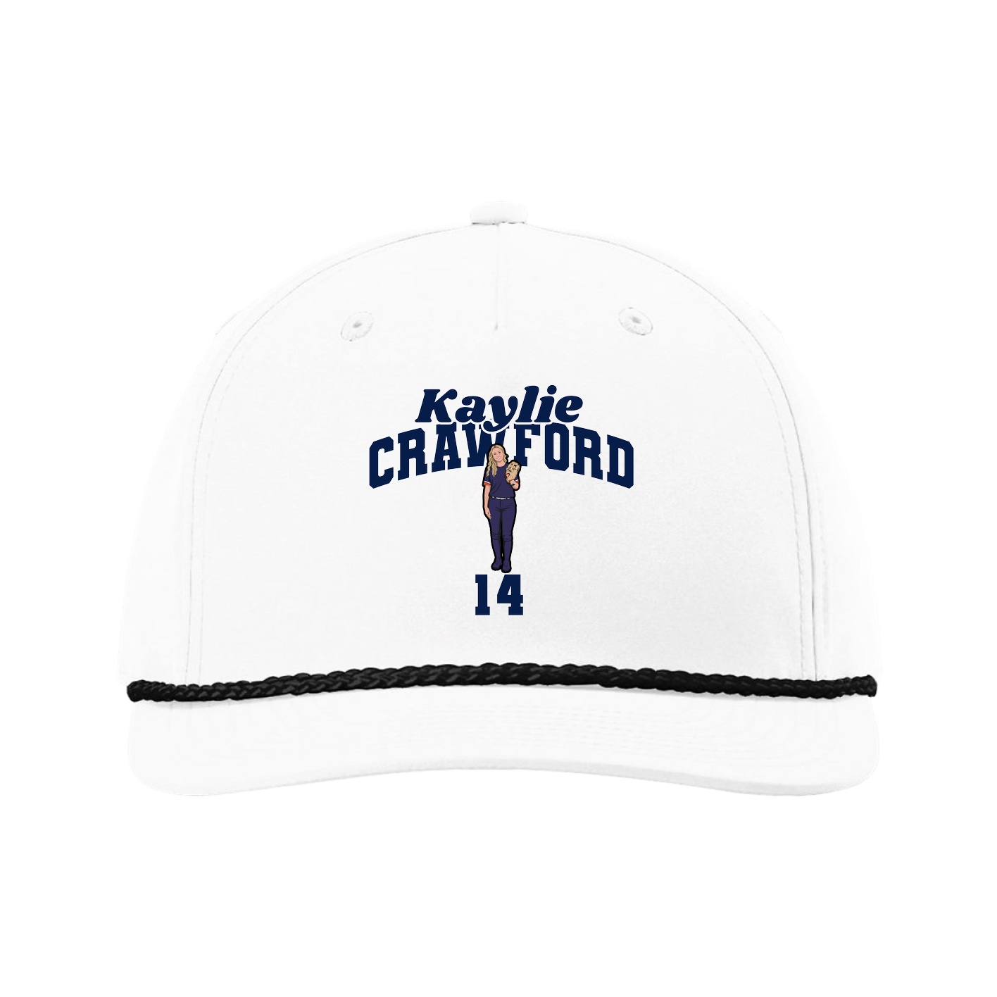 Five-Panel Classic Rope Cap — Signature Arch in White