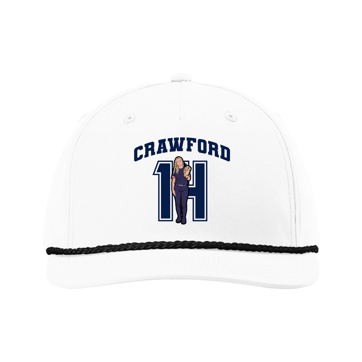 Five-Panel Classic Rope Cap — Number in White