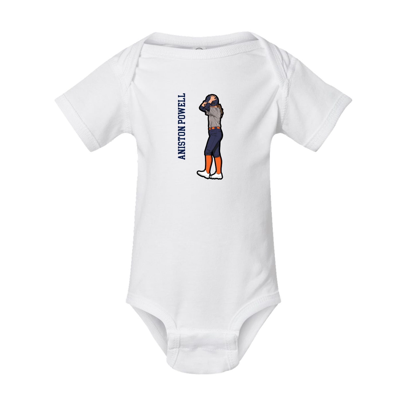 Baby Onesie — Name Vertical in White