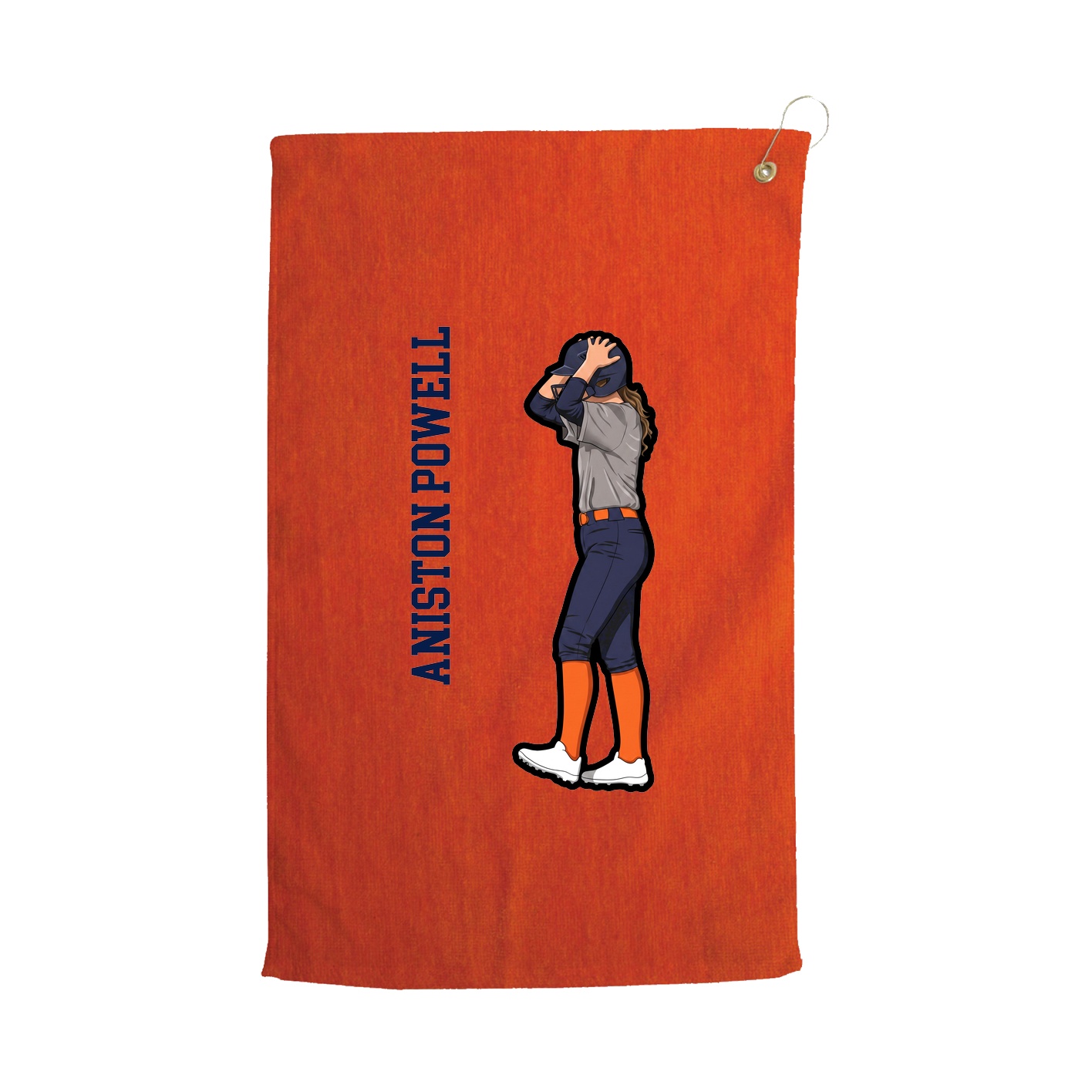 Golf Towel — Name Vertical in Orange