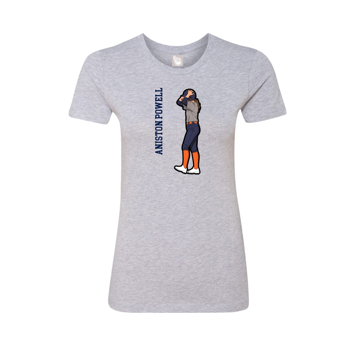 Fitted Women's Tee — Name Vertical in Grey