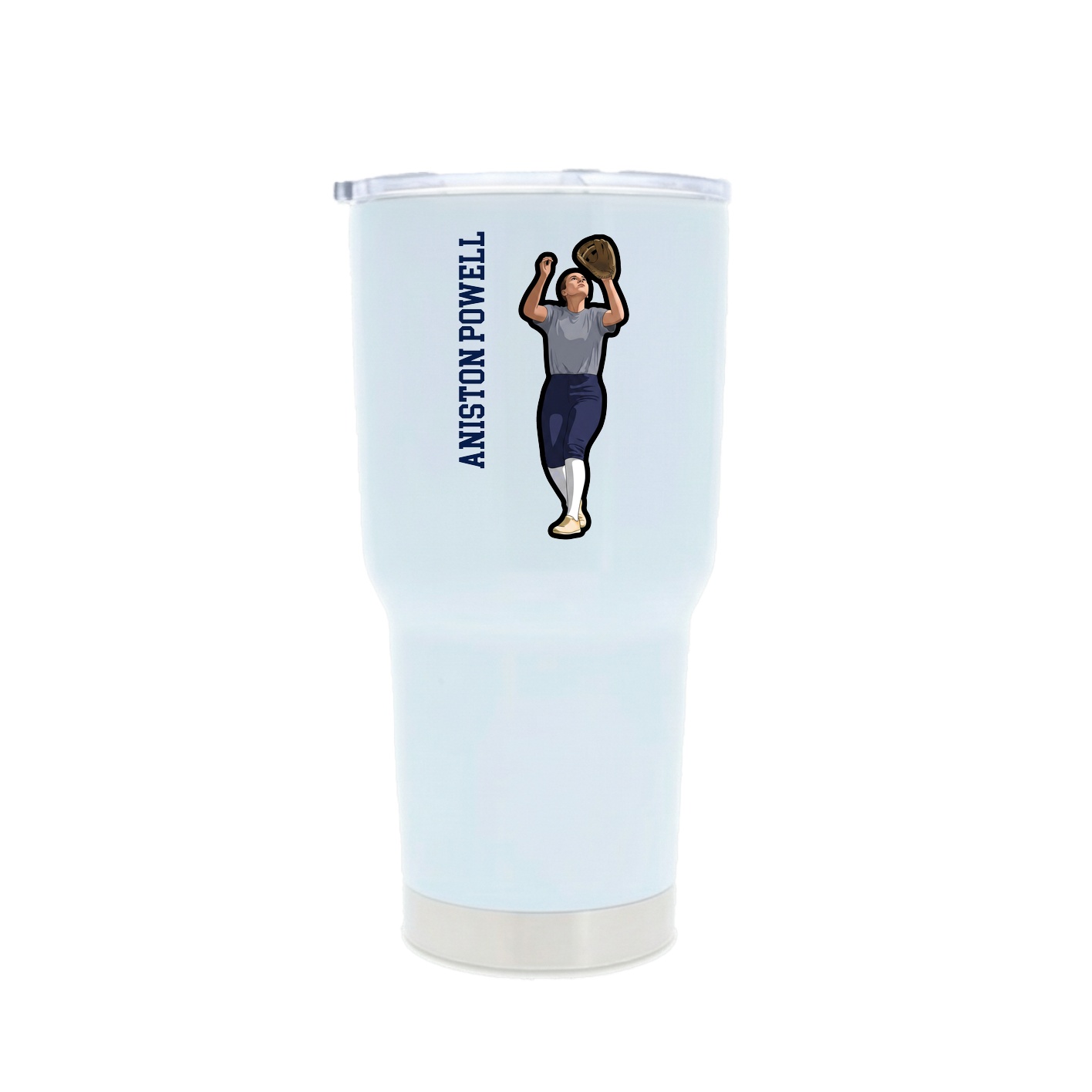 30oz Stainless Steel Tumbler — Name Vertical in White