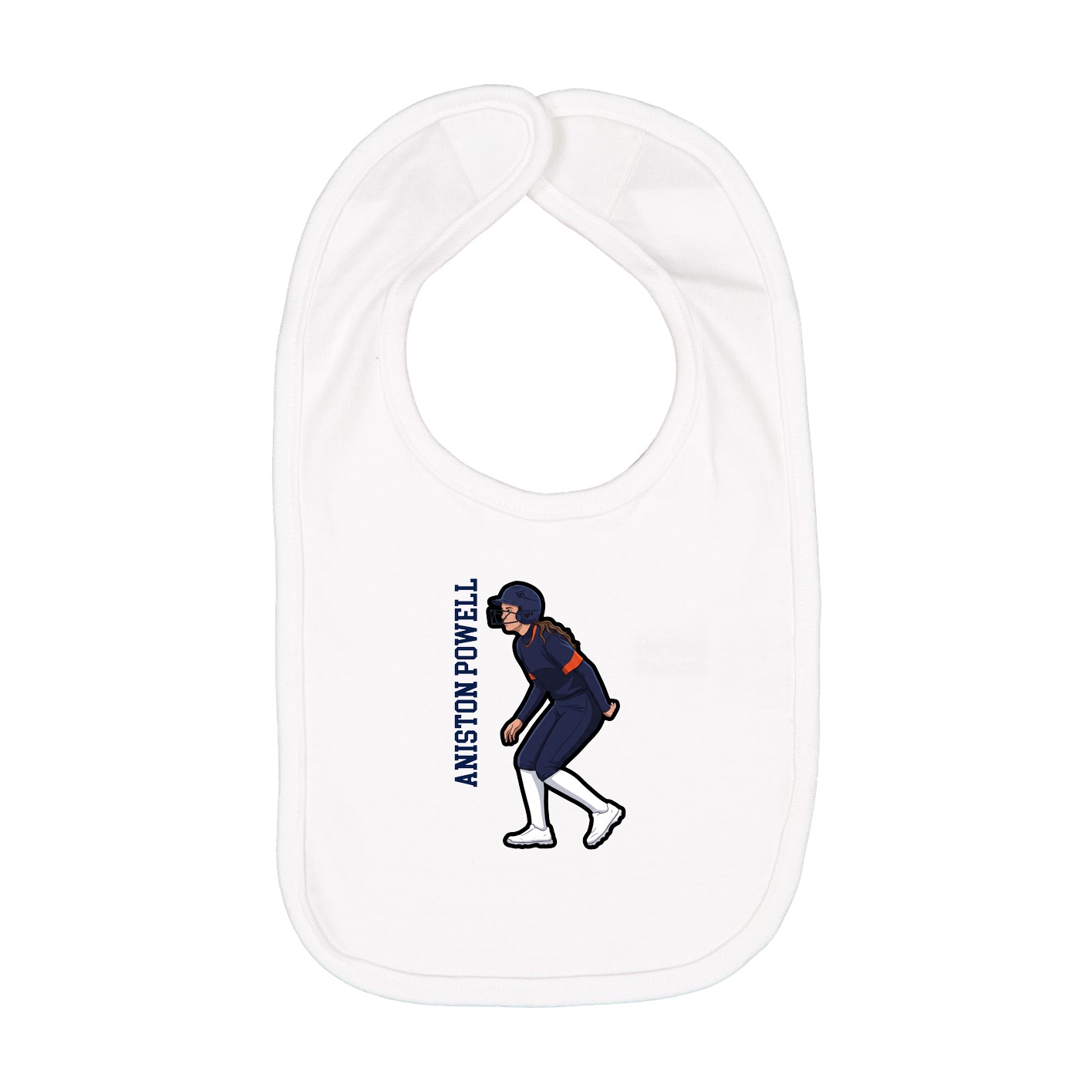 Infant Bib — Name Vertical in White