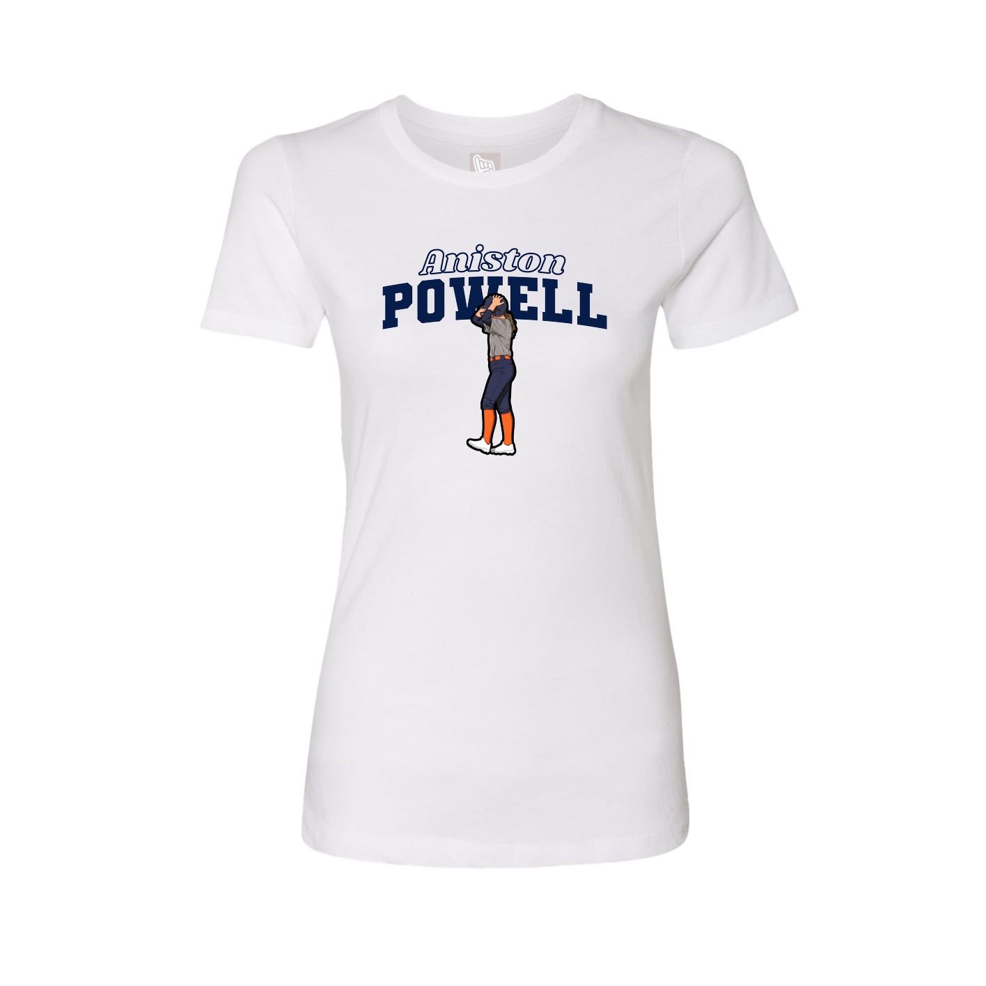 Fitted Women's Tee — Name Arch in White