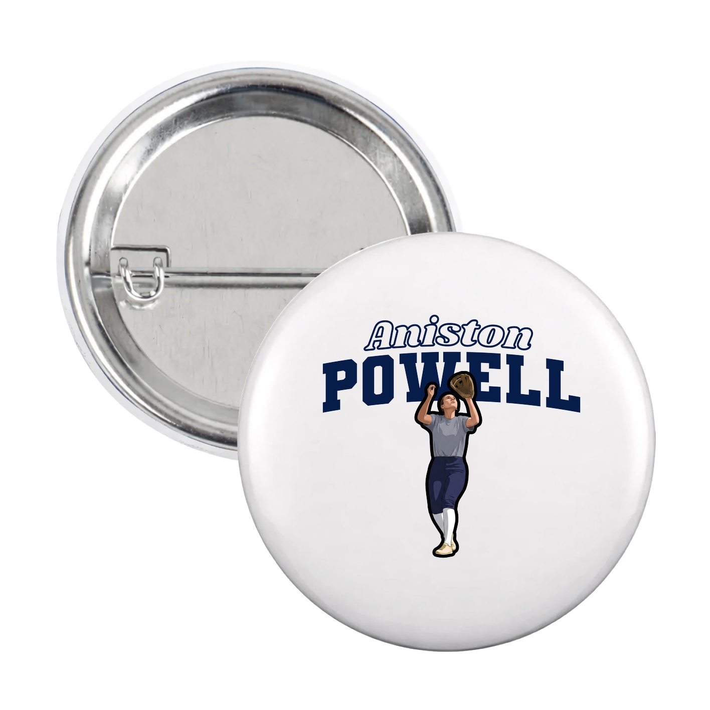Game Day Button — Name Arch in White