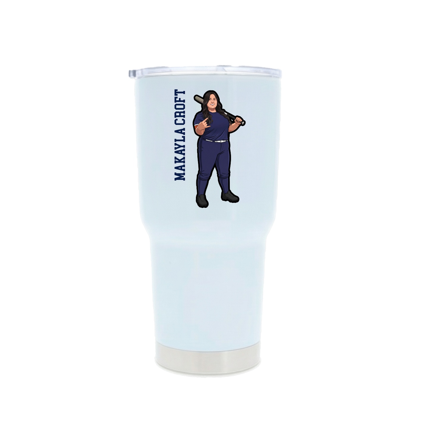 30oz Stainless Steel Tumbler — Name Vertical in White
