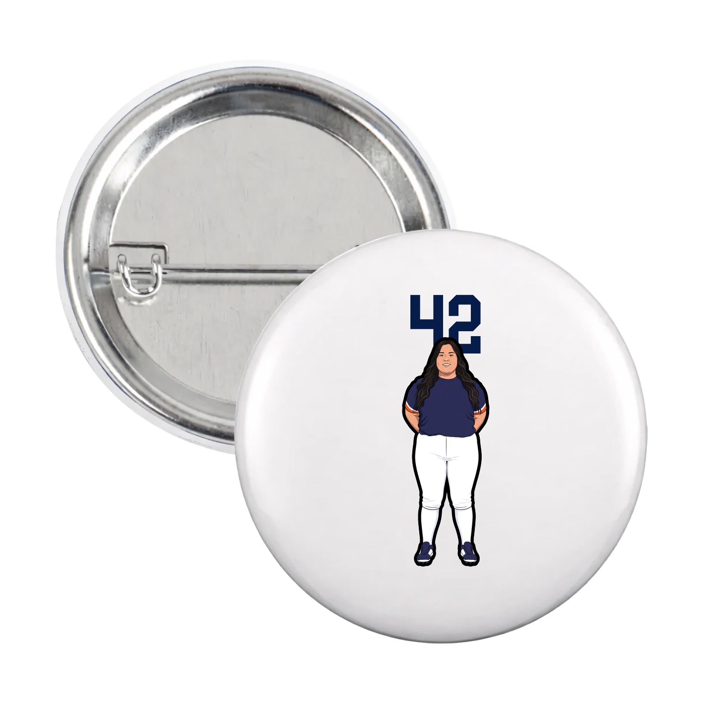 Game Day Button — Number Top in White