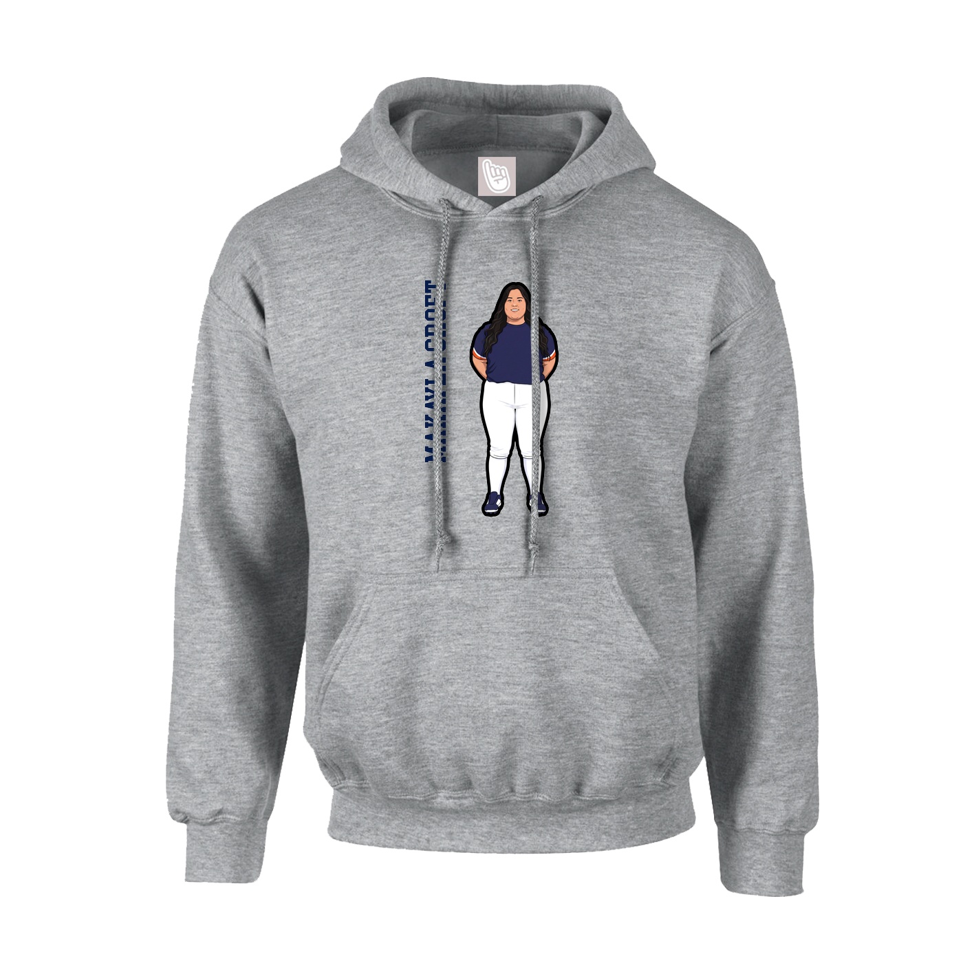 Youth Hoodie — Name Vertical in Grey