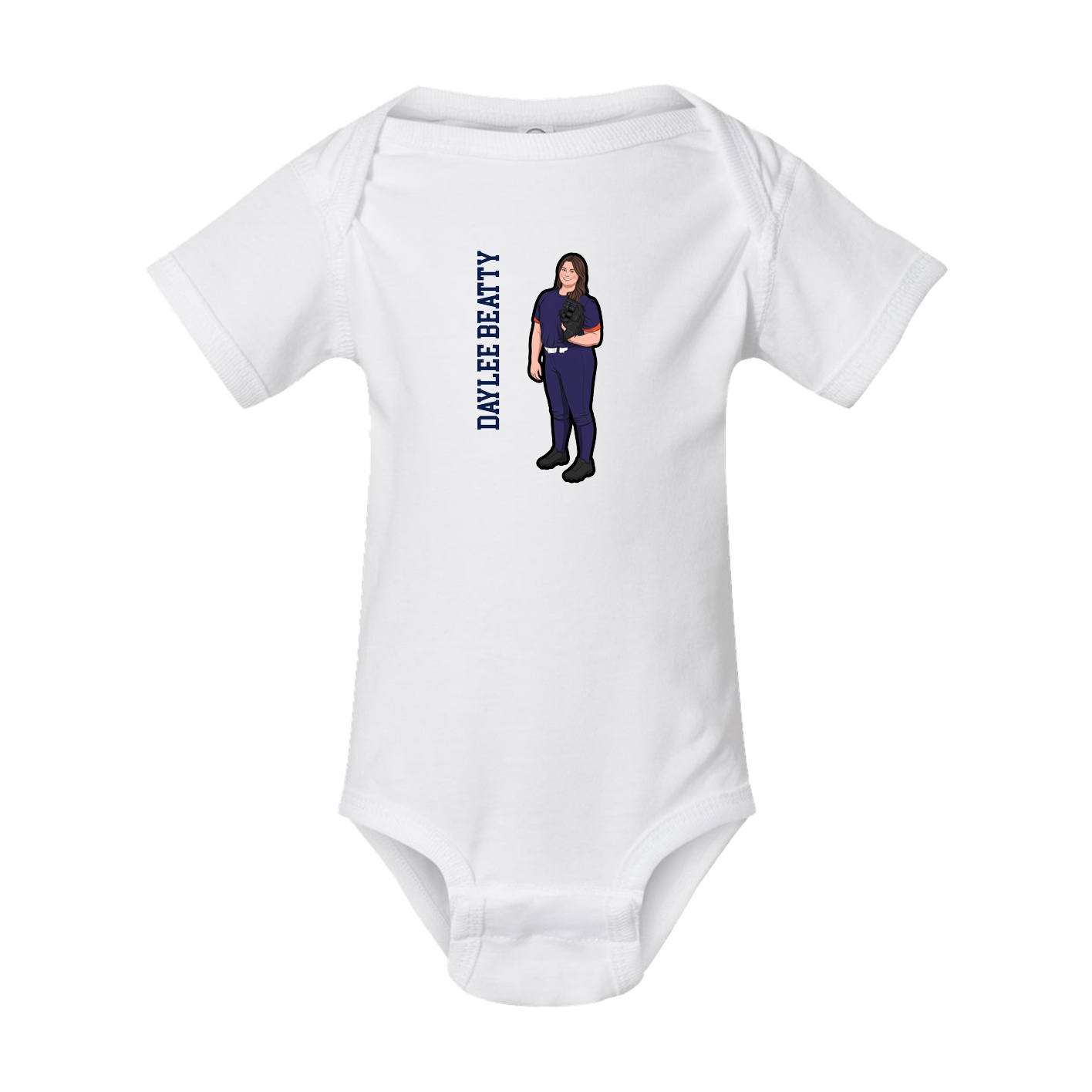 Baby Onesie — Name Vertical in White