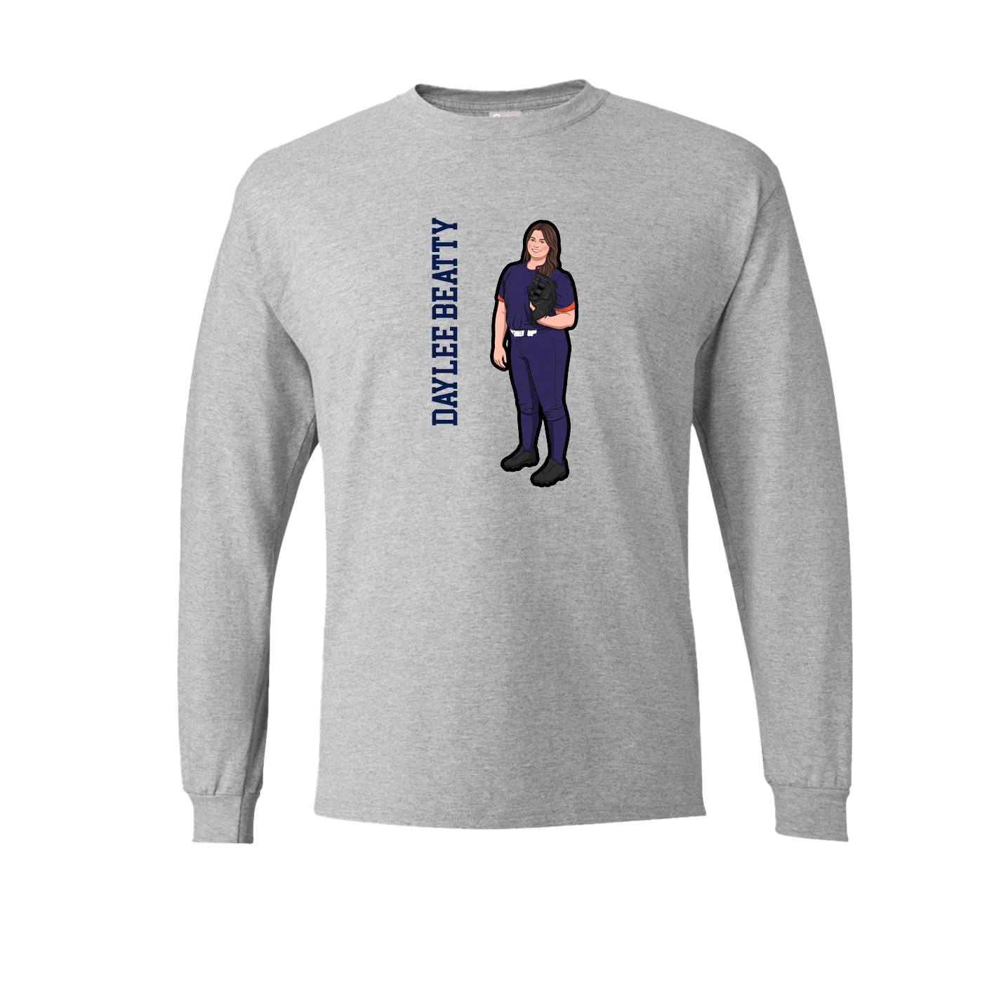 Long Sleeve Tee — Name Vertical in Grey