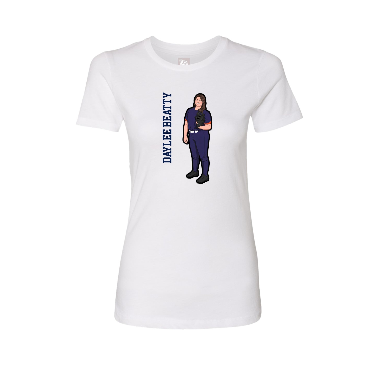 Fitted Women's Tee — Name Vertical in White