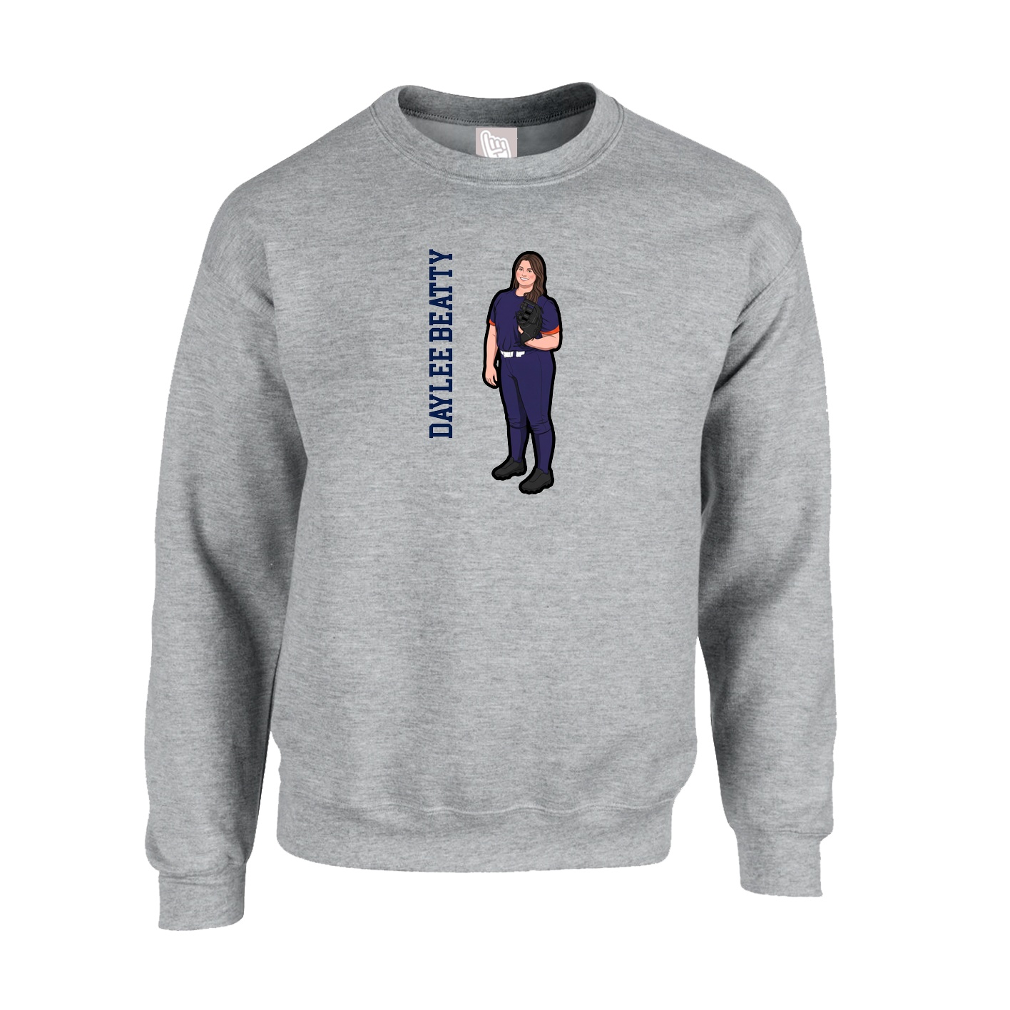 Fleece Crew — Name Vertical in Grey
