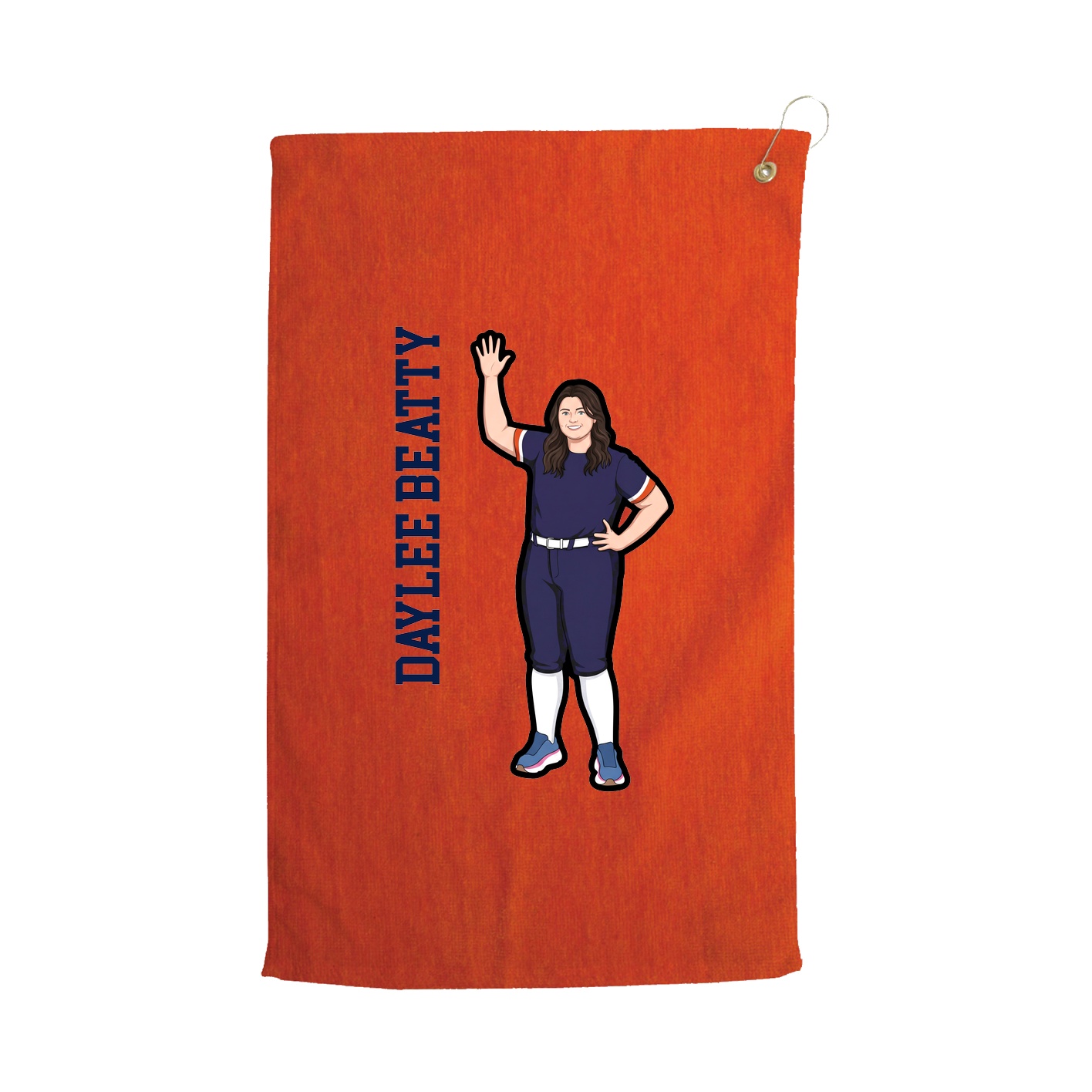 Golf Towel — Name Vertical in Orange