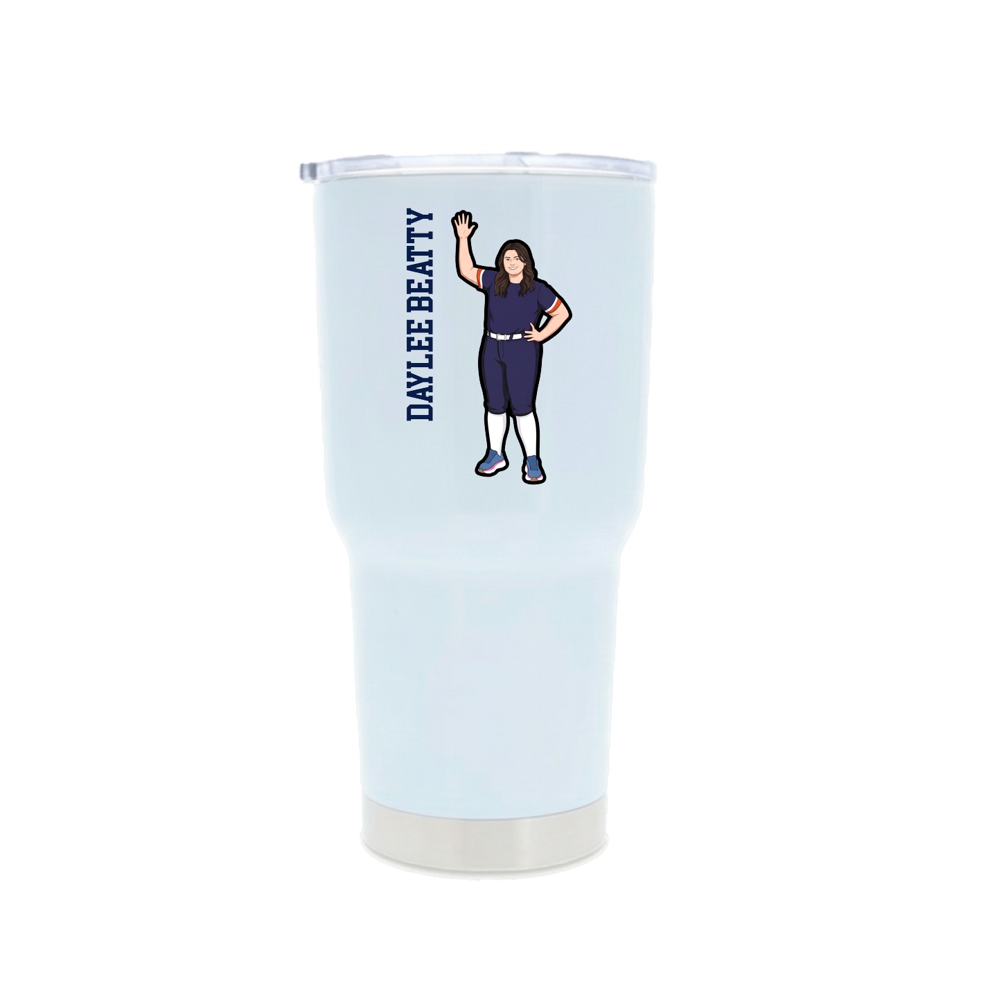 30oz Stainless Steel Tumbler — Name Vertical in White