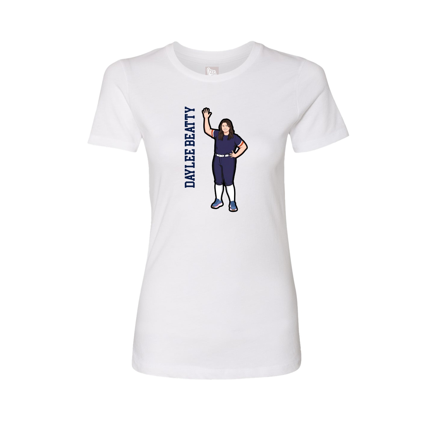 Womens Tee — Name Vertical in White