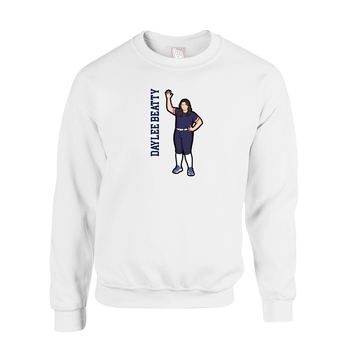 Fleece Crew — Name Vertical in White