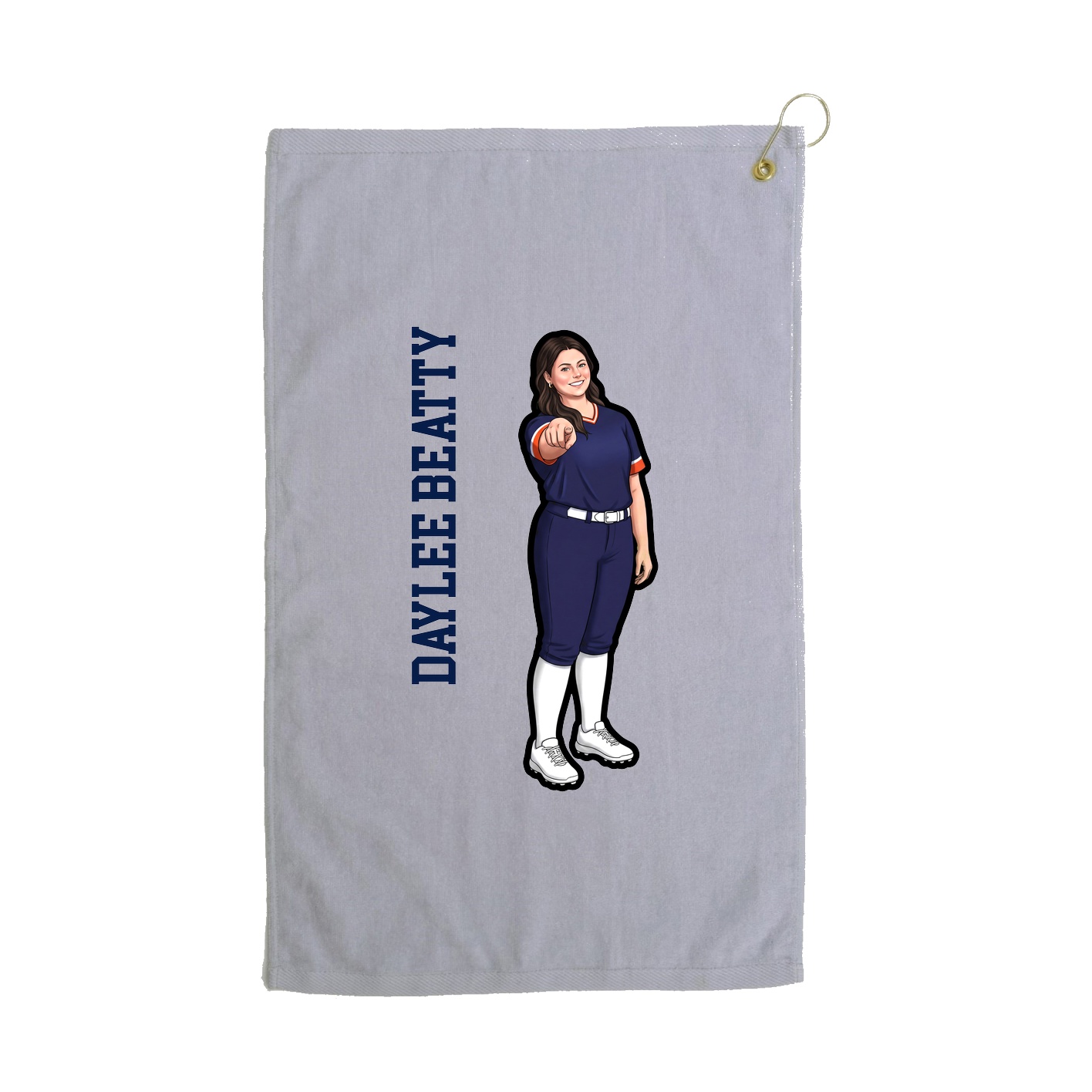 Golf Towel — Name Vertical in Grey