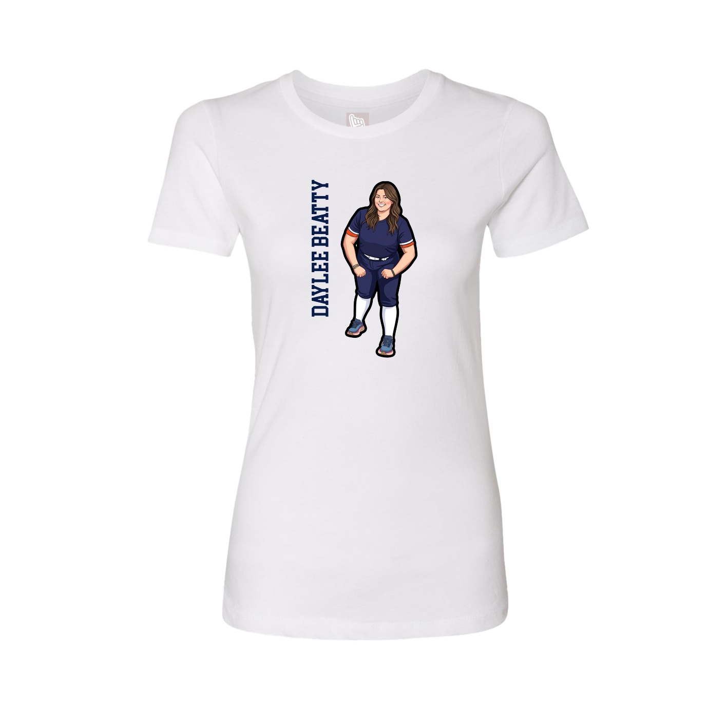 Womens Tee — Name Vertical in White