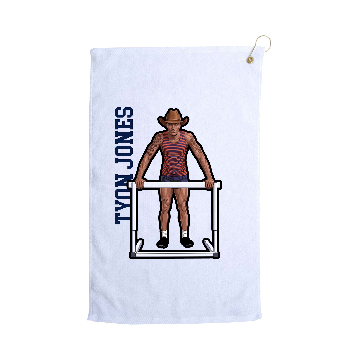 Golf Towel — Name Vertical in White