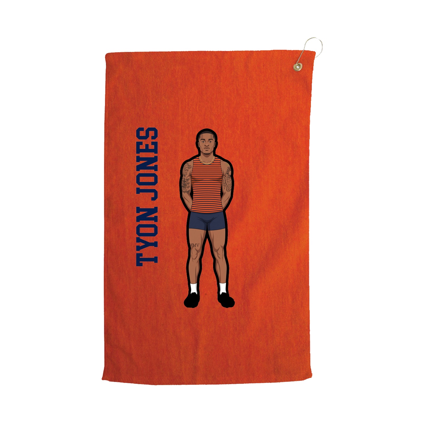 Golf Towel — Name Vertical in Orange