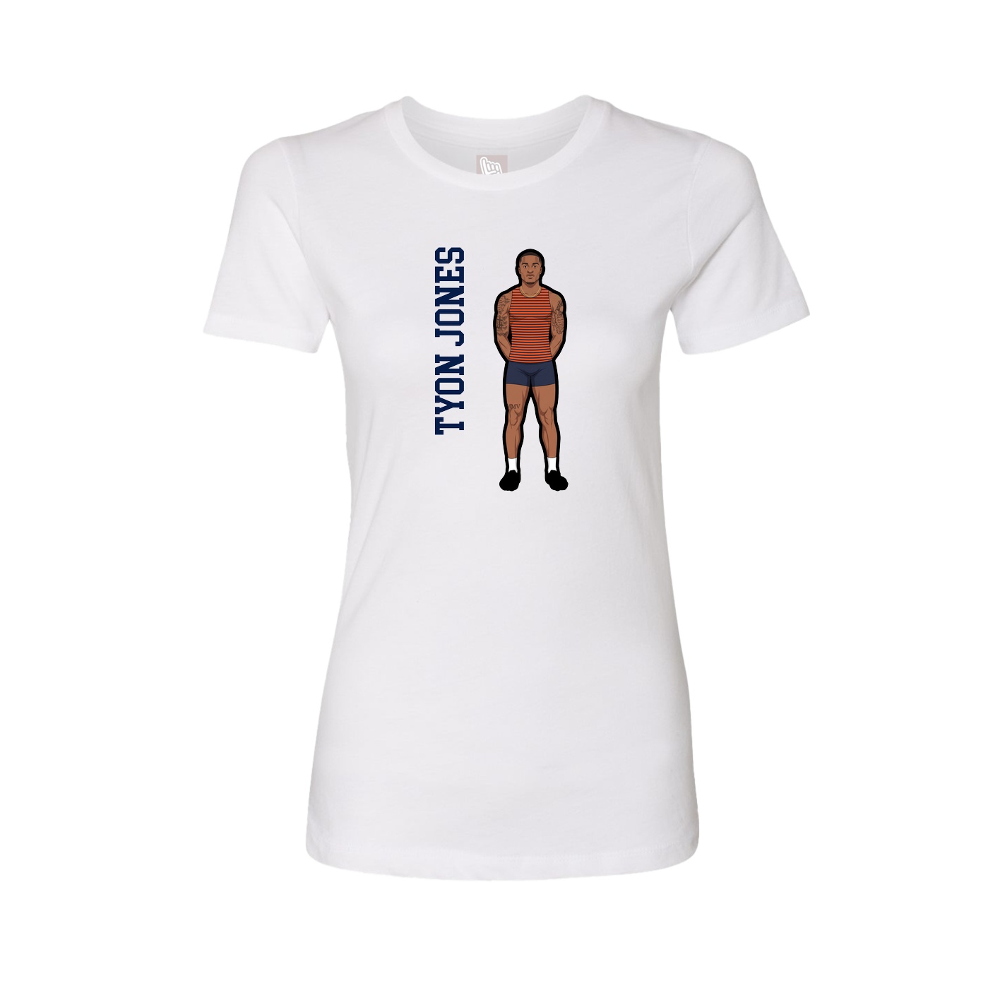 Fitted Women's Tee — Name Vertical in White