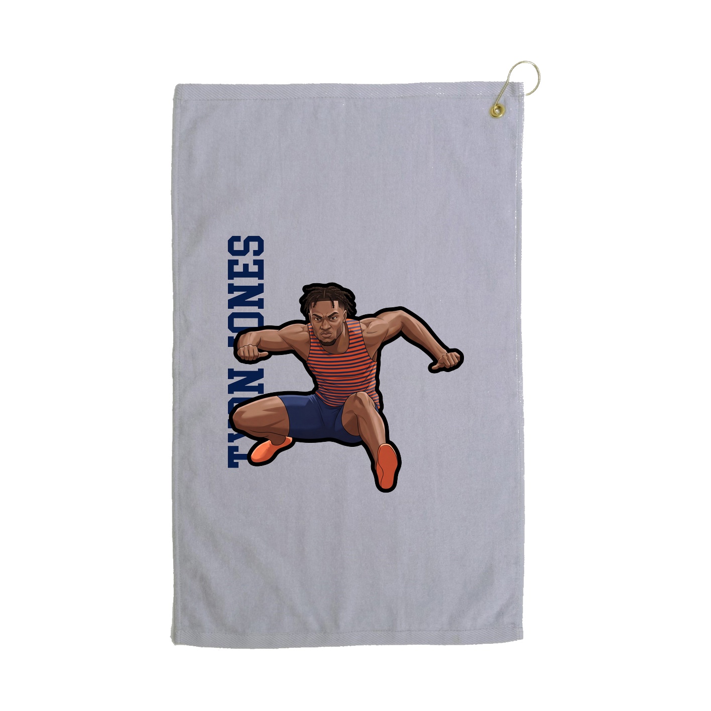 Golf Towel — Name Vertical in Grey