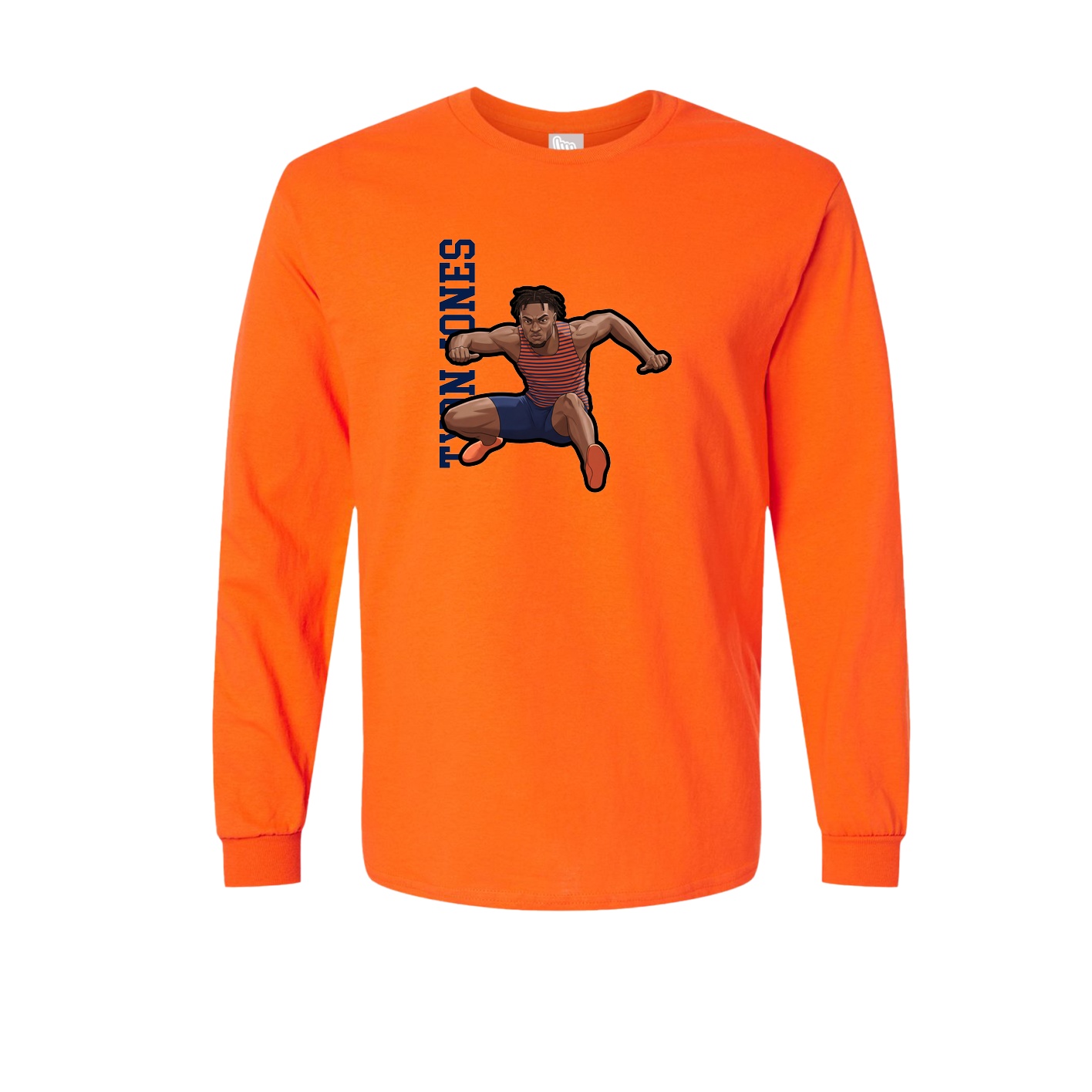 Long Sleeve Tee — Name Vertical in Orange
