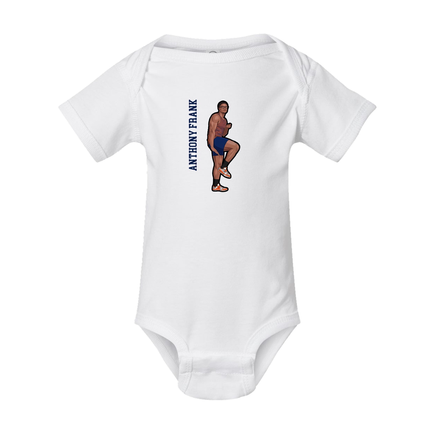 Baby Onesie — Name Vertical in White