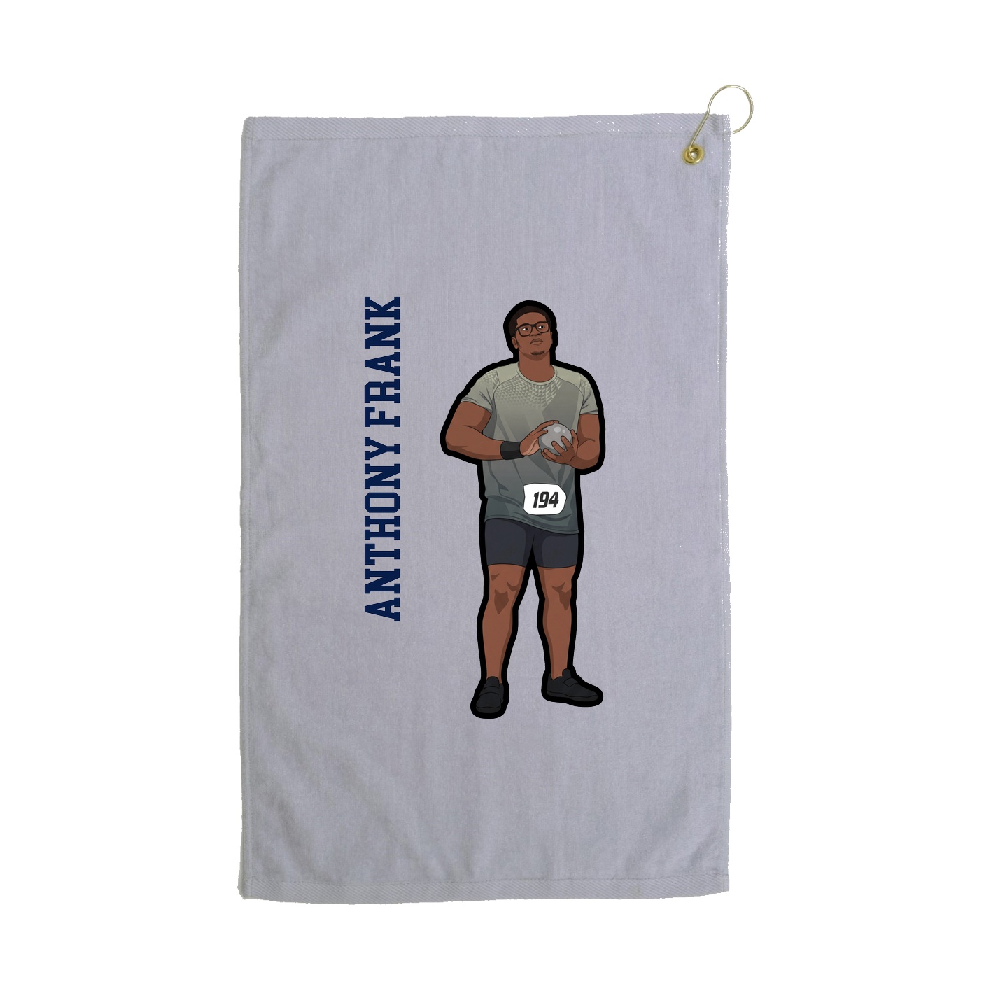 Golf Towel — Name Vertical in Grey