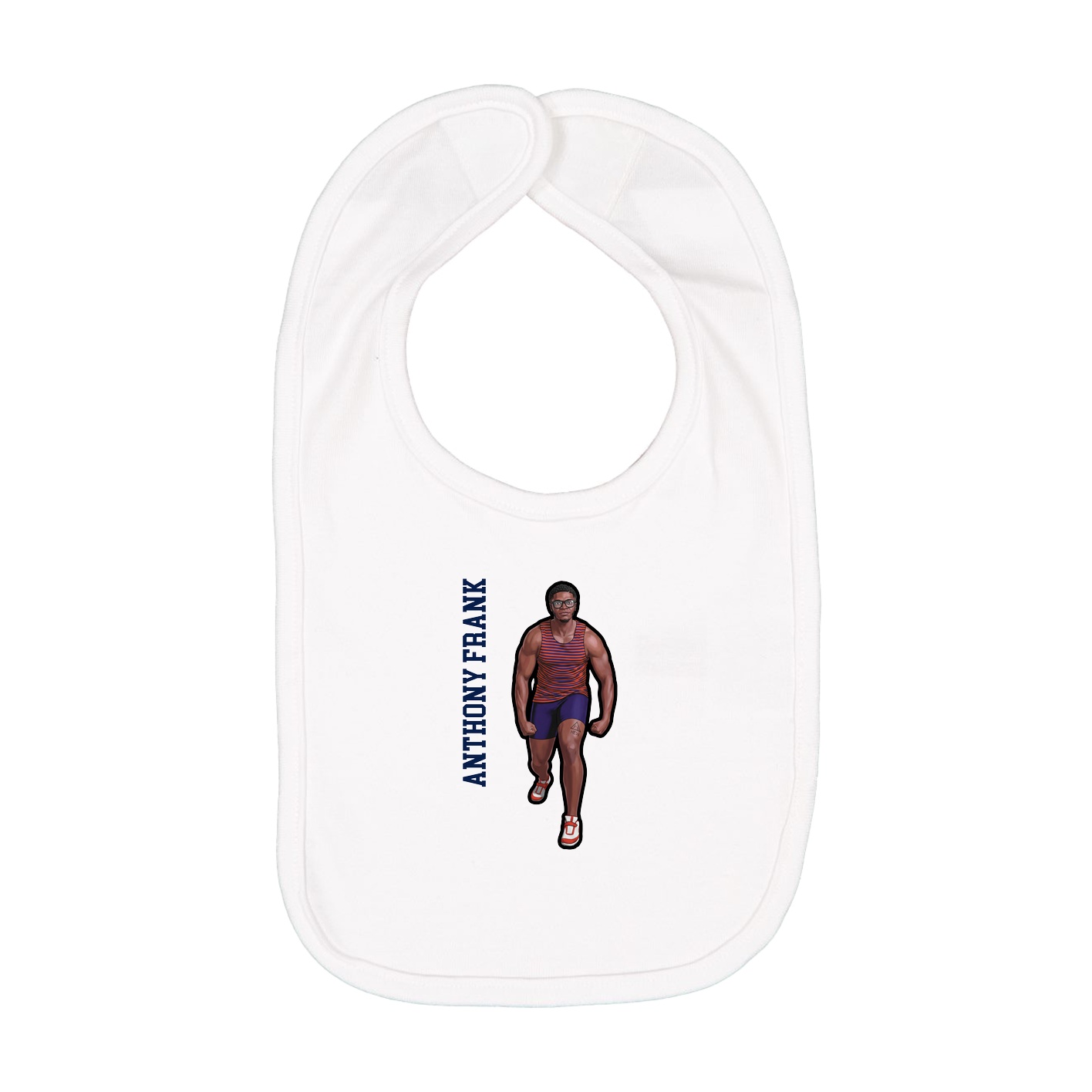 Infant Bib — Name Vertical in White