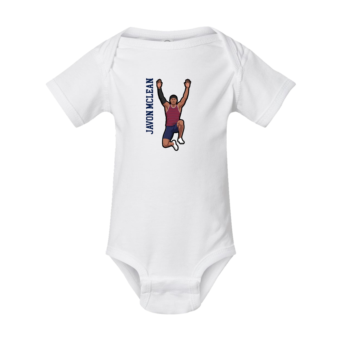 Baby Onesie — Name Vertical in White